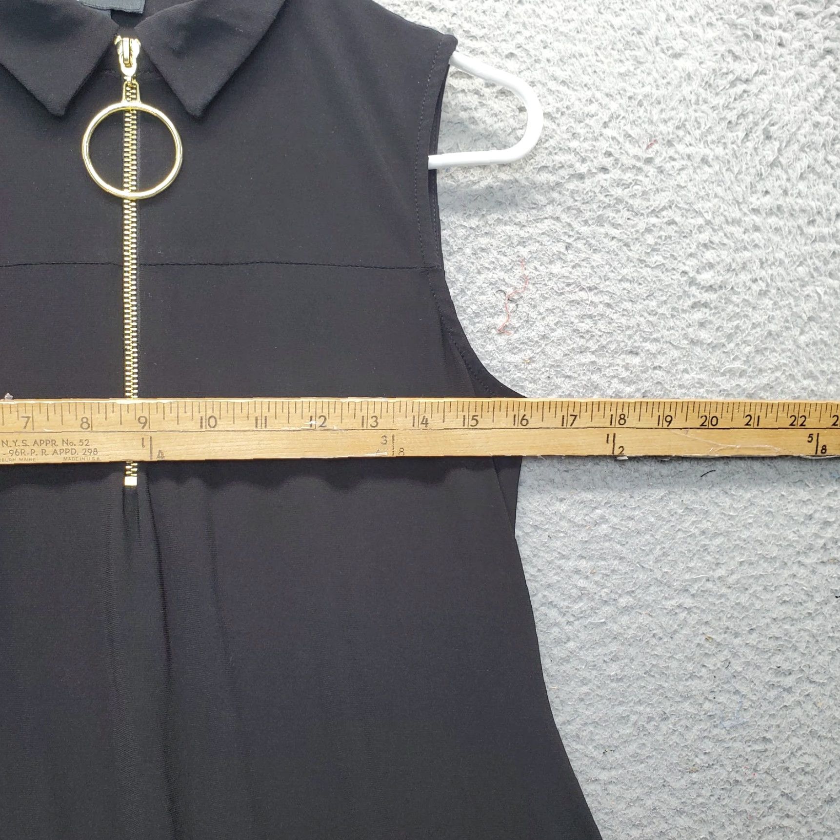 Vintage MSK Women's Small Black Sleeveless A-Line Midi Dress Collared Stretch Zip Size S / US 4 / IT 40 - 4 Thumbnail