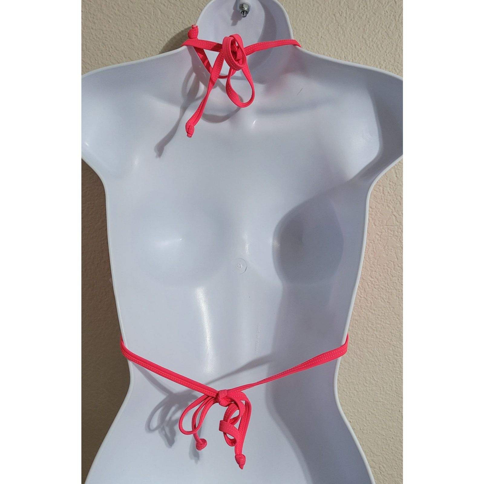 Other Bright Pink Triangle Bikini Top L Mesh Fuzzy Balls On Trim Size ONE SIZE - 3 Thumbnail