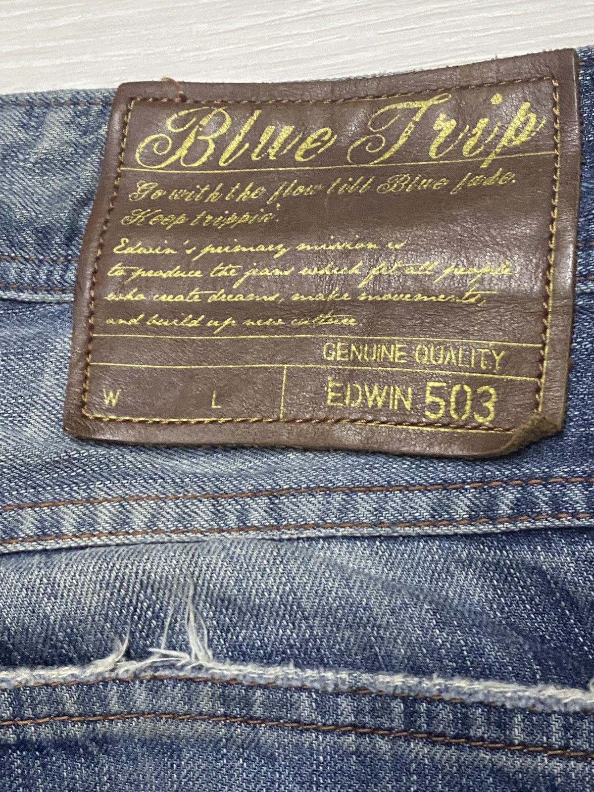 Junya Watanabe Edwin Blue Trip Thunder Faded Ripped Loose Jeans Size US 30 / EU 46 - 15 Thumbnail