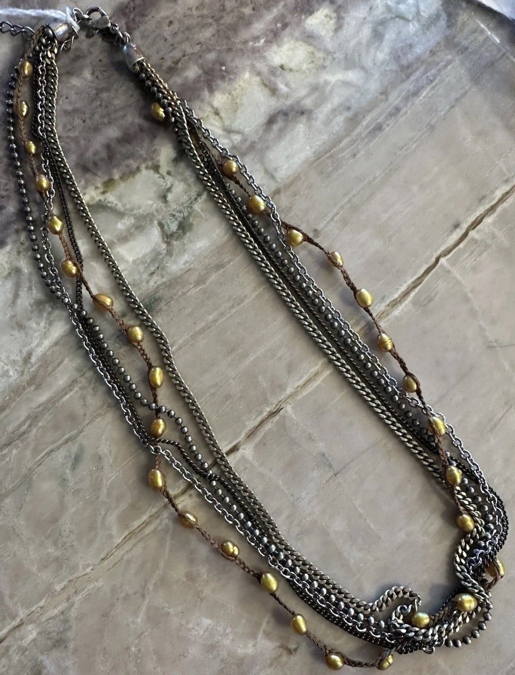 Vintage Vtg Premier Designs 5 Strand SilverTne GunMtl Chains Gold FW Size ONE SIZE - 1 Thumbnail