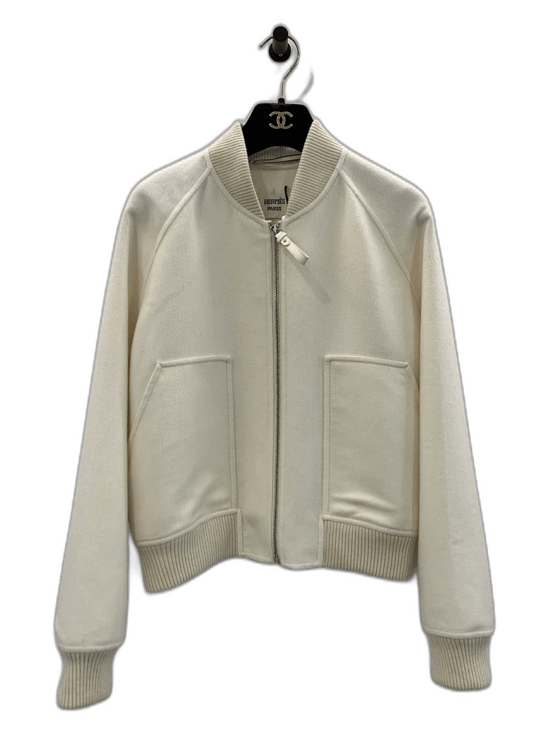 Hermes Hermes White Cashmere Women's Jacket Size XS / US 0-2 / IT 36-38 - 1 Thumbnail