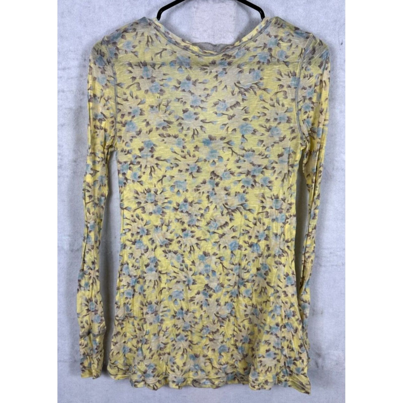 Free People Free People Womens Small Size /P Sheer Yellow Floral Tunic Shirt Size S / US 4 / IT 40 - 4 Thumbnail