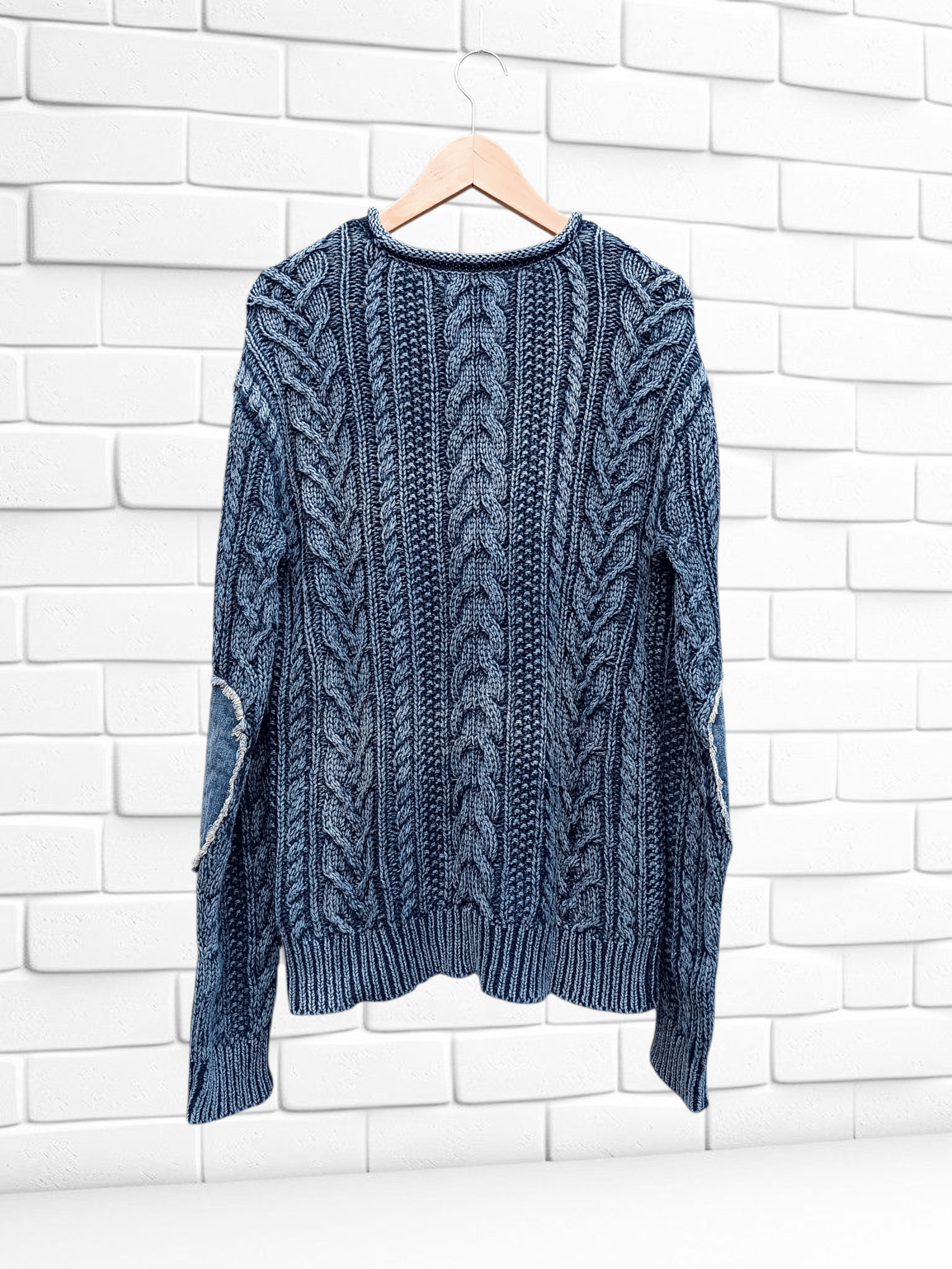 Denim & Supply Ralph Lauren Sweater Knit Indigo Dyed Wash Elbow Patch Denim Size US M / EU 48-50 / 2 - 5 Thumbnail