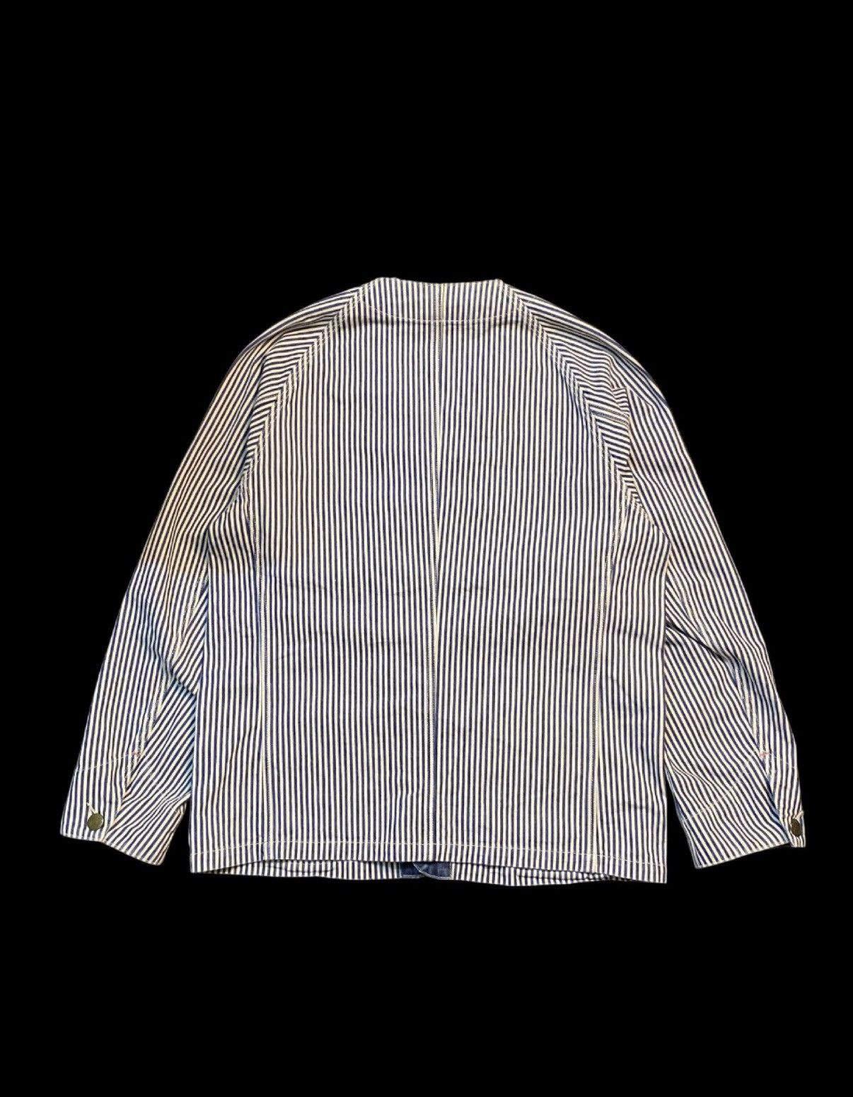 Blue Blue Japan VINTAGE BLUE BLUE JAPAN HICKORY STRIPE COLLAR LESS BUTTON UP Size US L / EU 52-54 / 3 - 2 Thumbnail