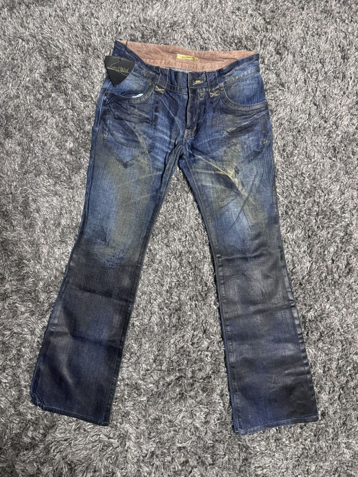 Japanese Brand “Empire of the Baal” Wax Finish Flared Jeans Size US 28 / EU 44 - 1 Thumbnail