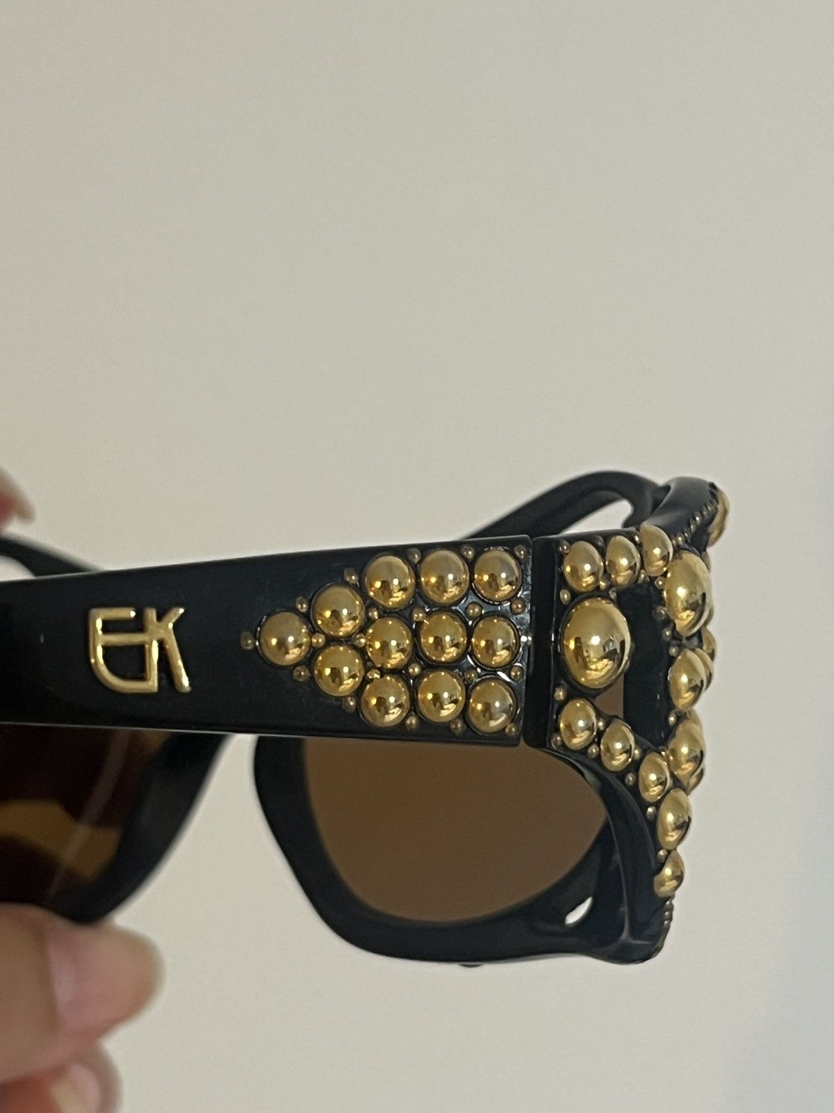 Emmanuelle Khanh Vintage Emmanuelle Khanh Golden Studded Sunglasses Size ONE SIZE - 6 Thumbnail