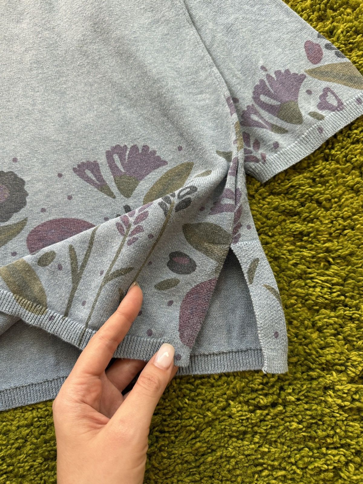 Designer Gudrun Sjoden avant garde floral pattern sweater Size L / US 10 / IT 46 - 4 Thumbnail