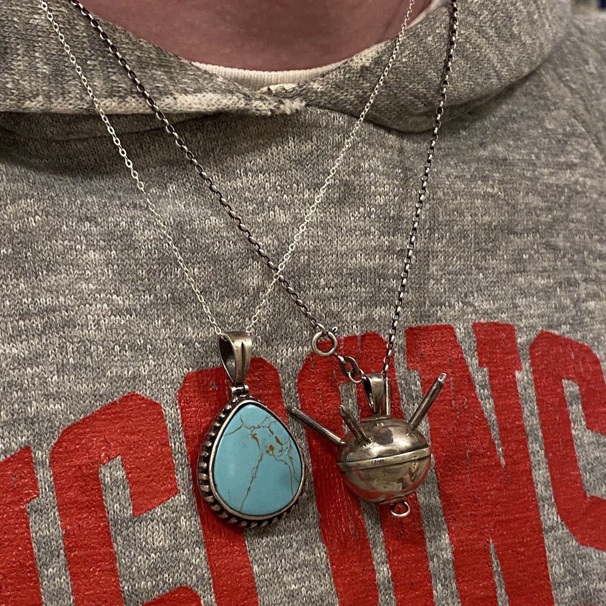 Kapital × Vintage Vtg Sterling Silver Turquoise Domed Trim Chunky Necklace Size ONE SIZE - 8 Thumbnail