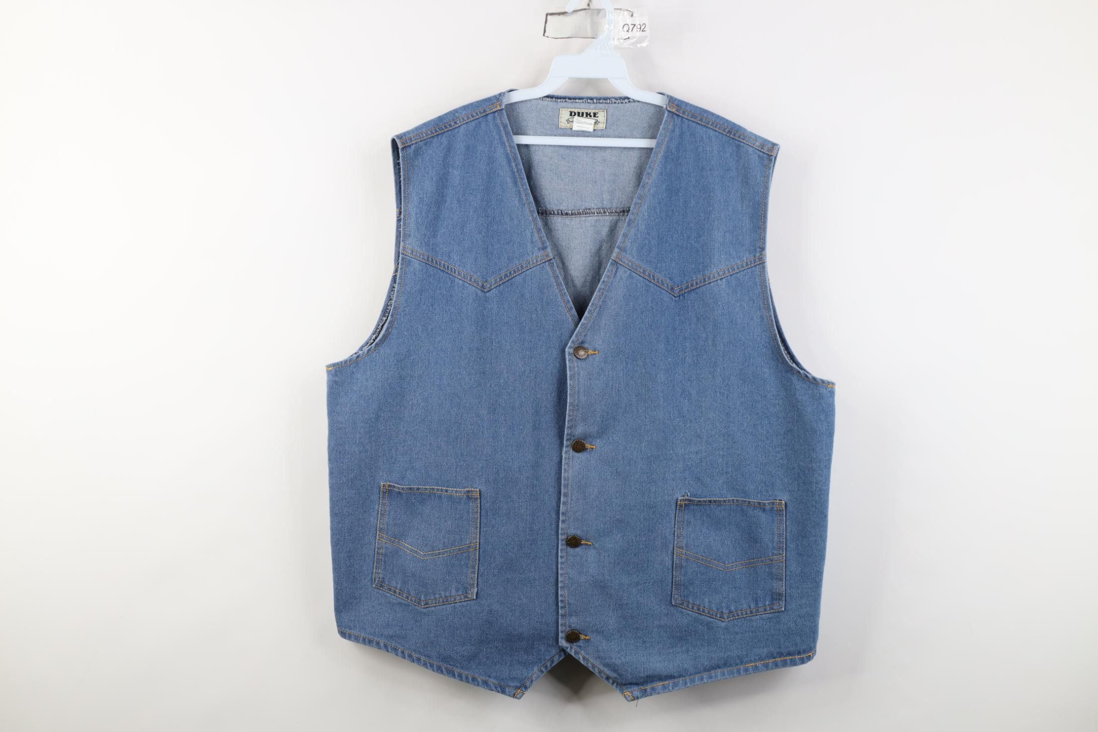 Vintage Vintage 90s Streetwear Western Cowboy Denim Jean Vest Jacket Size US XL / EU 56 / 4 - 1 Thumbnail