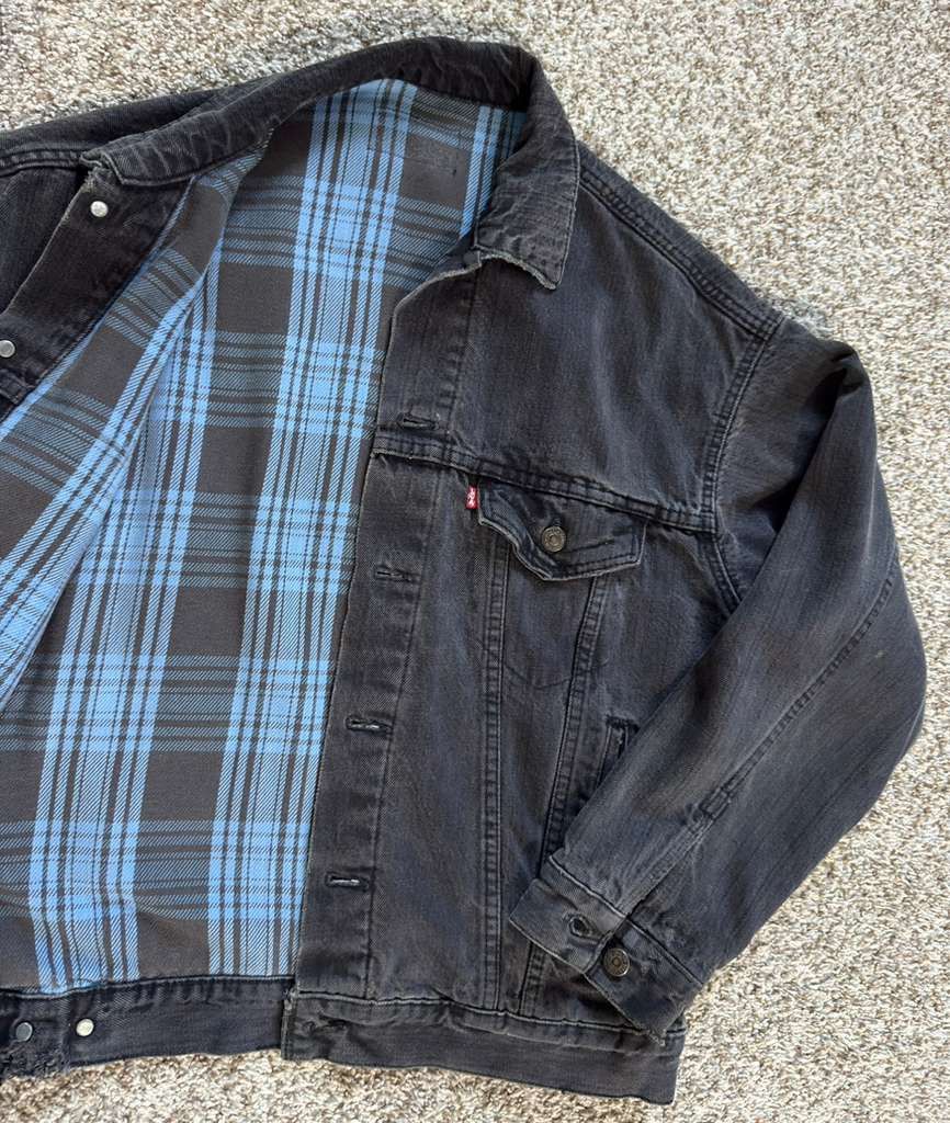 Levi's Vintage Levi's Black Denim Flannel Lining Trucker Jacket Size US M / EU 48-50 / 2 - 2 Thumbnail