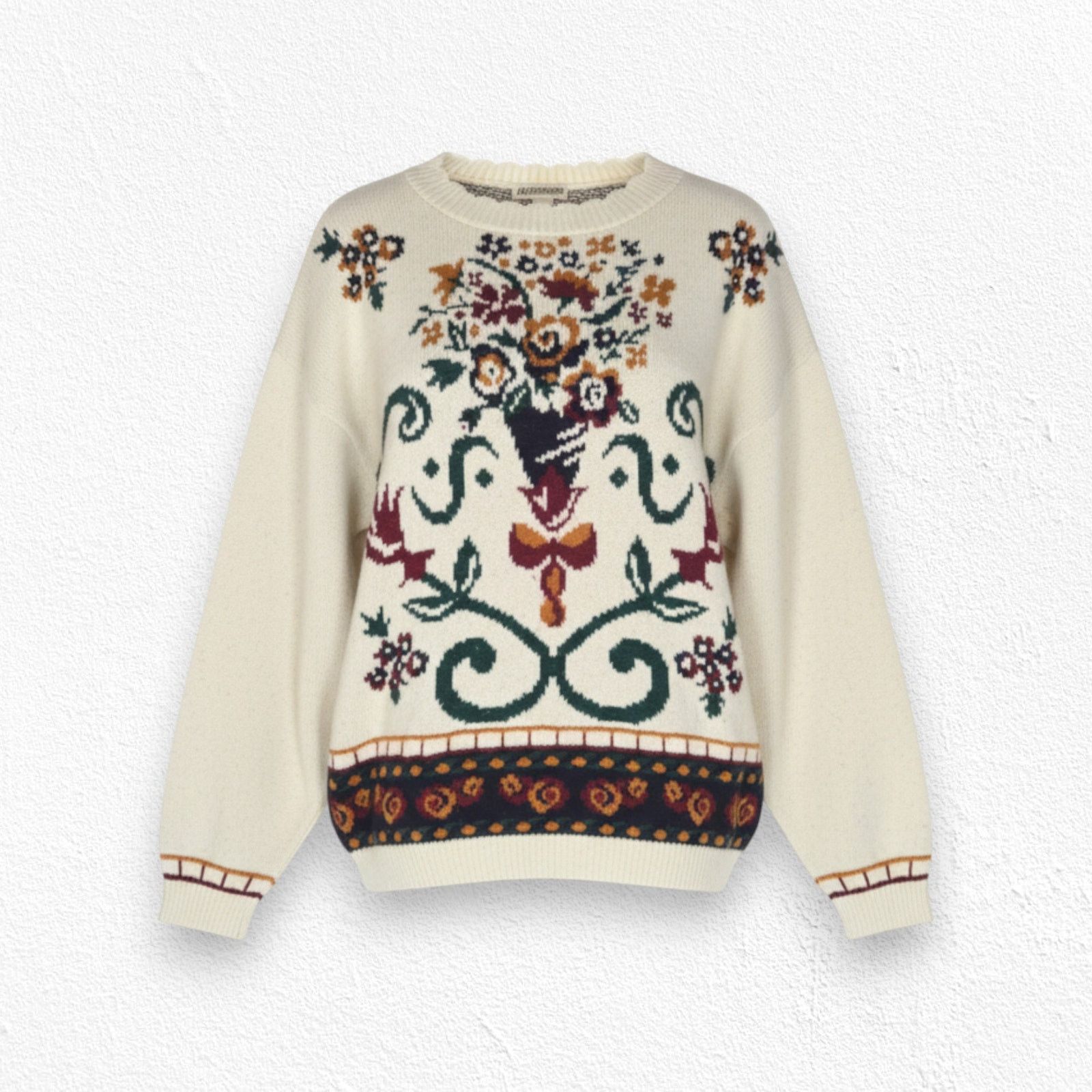 Vintage Vintage Retro Floral USA Made Knitted Sweater Size Large Size L / US 10 / IT 46 - 1 Thumbnail