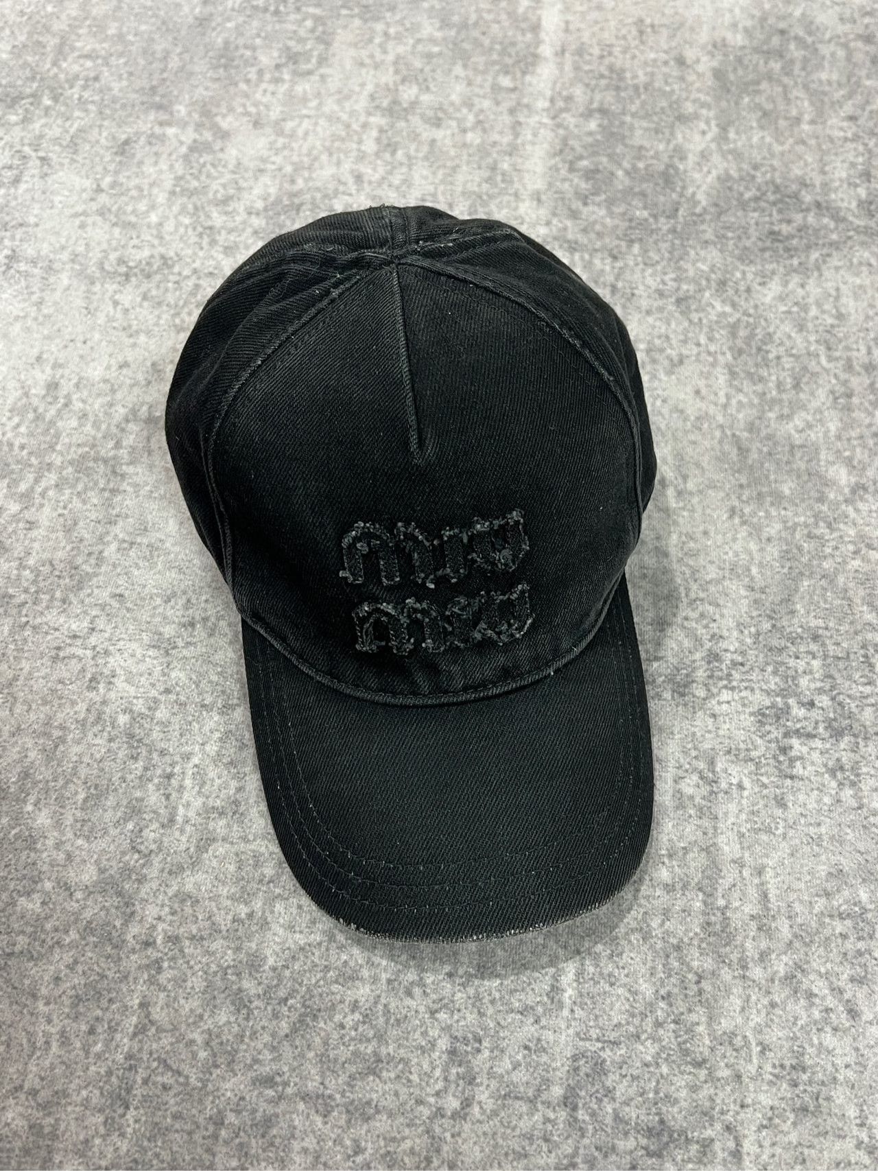 Miu Miu Miumiu Black Distressed Baseball Cap Size ONE SIZE - 1 Thumbnail