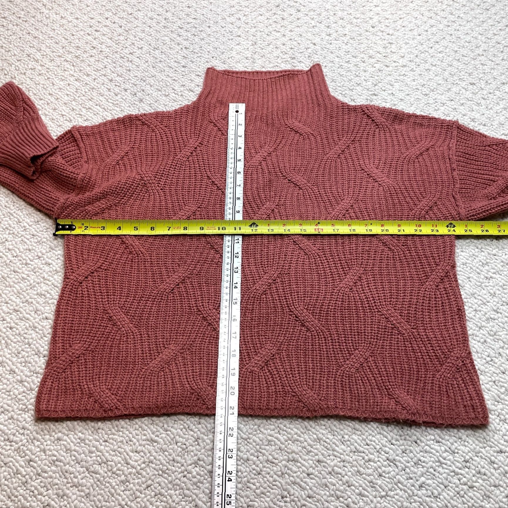 Tommy Hilfiger VINTAGE Poof Apparel Sweater Womens Large Pink Turtleneck Cable Knit Acrylic Pullover Size S / US 4 / IT 40 - 3 Thumbnail