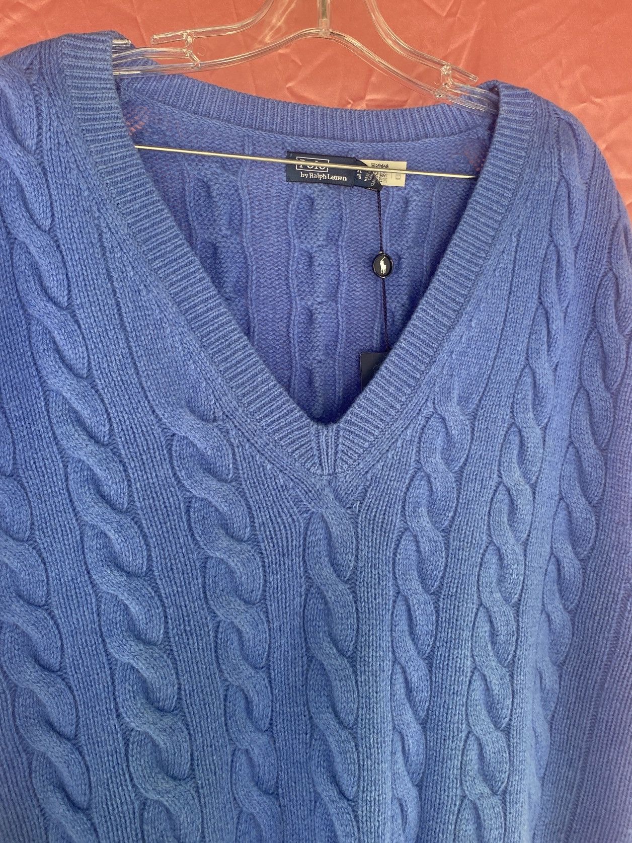 Polo Ralph Lauren NWT cable knit bright blue boxy vest sweater Size XL / US 12-14 / IT 48-50 - 8 Thumbnail
