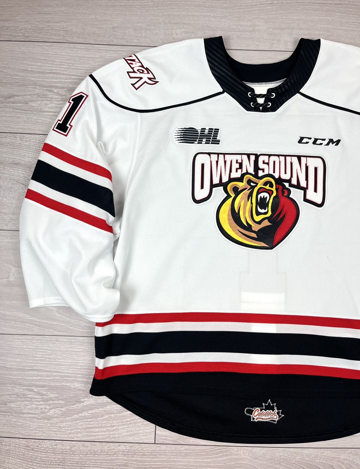 Ccm Owen Sound CCM OHL Attack Player Issue Hockey Jersey Size US XL / EU 56 / 4 - 5 Thumbnail