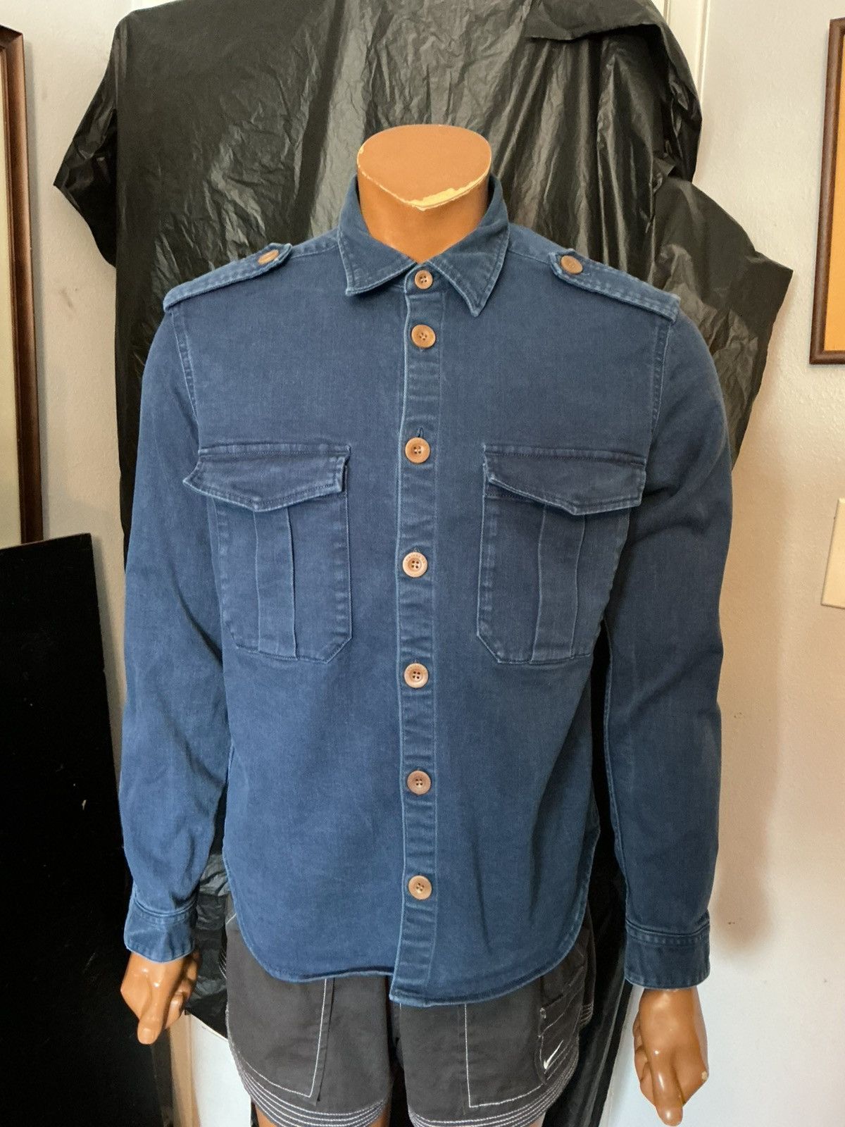 Other Vintage 55 Blue Military Officers Field L/S Shacket Shirt Size US S / EU 44-46 / 1 - 8 Thumbnail
