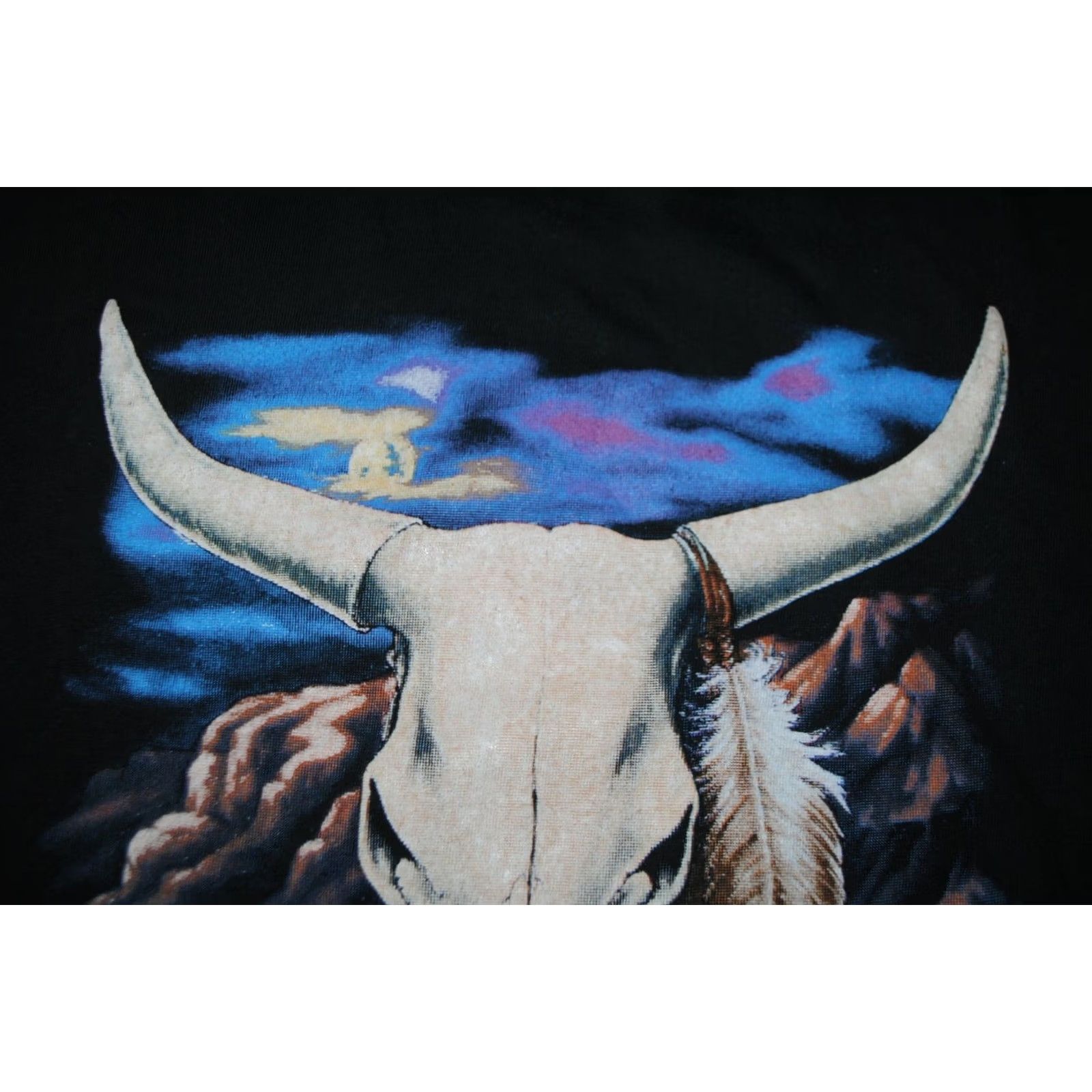 Vintage VINTAGE 3D EMBLEM COW SKULL T-SHIRT XL BLACK Mens T-shirt 100% COTTON 1989 TRINITY PRODUCTS 5 STAR Size US XL / EU 56 / 4 - 2 Thumbnail