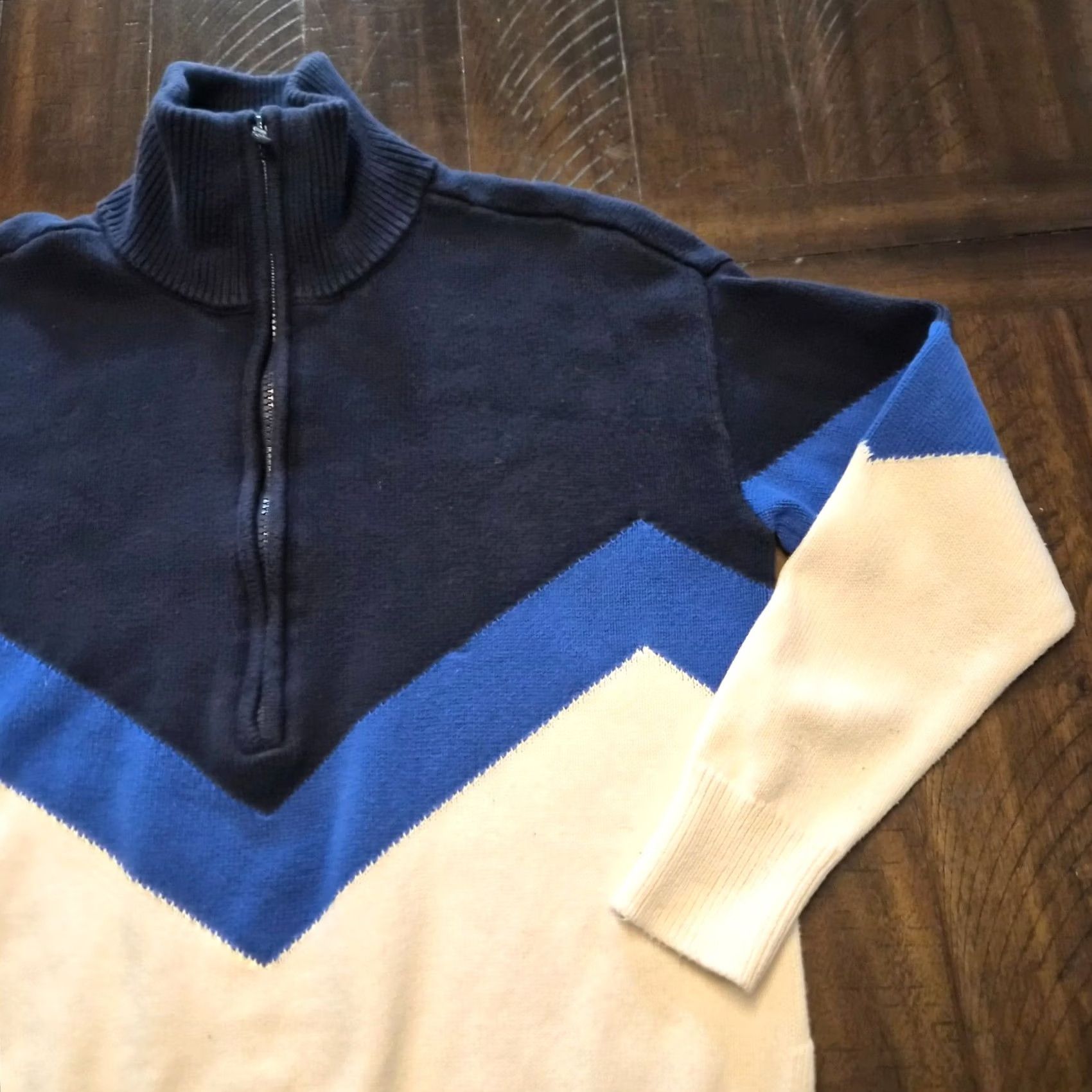 Lou & Grey Lou & Grey Womens 1/4 Zip Sweater XS Multicolor Geometric 100% Cotton Pullover Knit Long Sleeve Collared Casual Size XS / US 0-2 / IT 36-38 - 2 Thumbnail