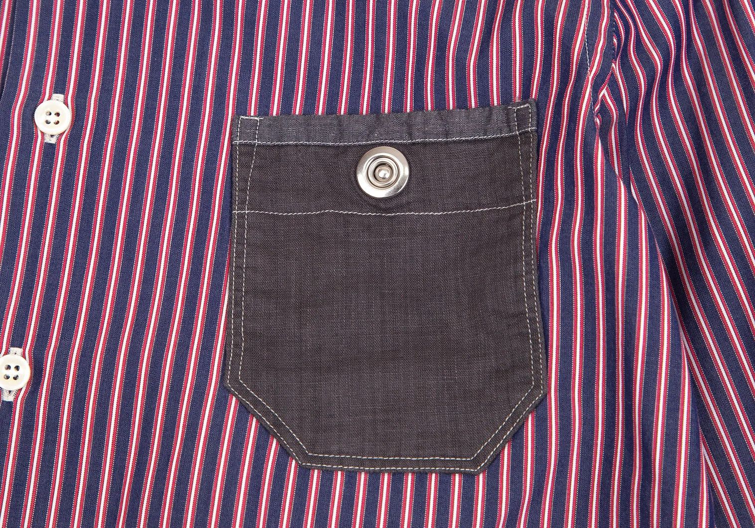 Junya Watanabe Striped Panel Shirt in Navy and Red, Size XS Size US XS / EU 42 / 0 - 6 Thumbnail