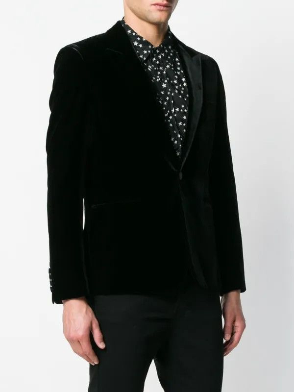 Saint Laurent Paris o1y0325 Velvet Blazer in Black Size US L / EU 52-54 / 3 - 2 Thumbnail