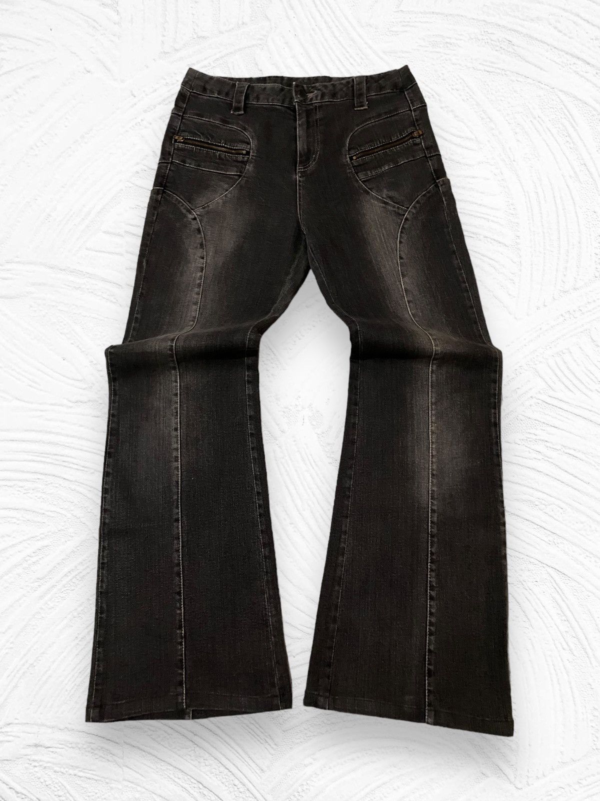 20471120 Vintage Japan Nuovo Pintuck Creased Flare Jeans Size US 30 / EU 46 - 1 Thumbnail