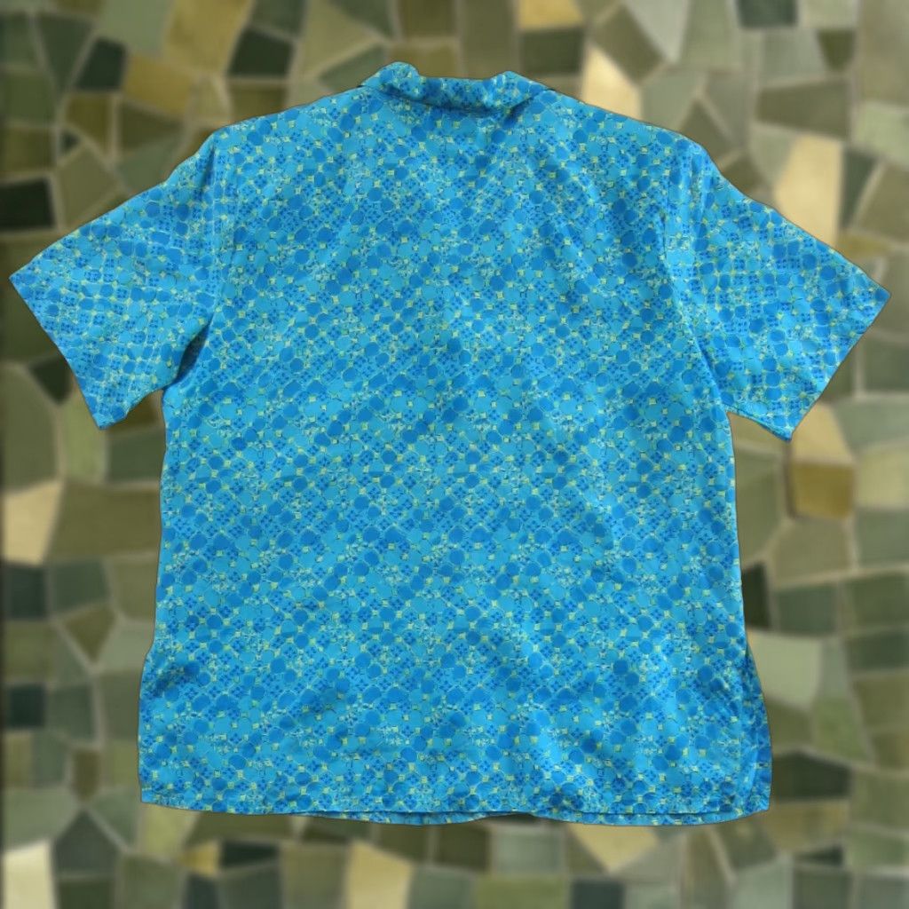 Worthington VINTAGE Worthington 100% Silk Blue Yellow Green Short Sleeve Collared Blouse Women XL Size XL / US 12-14 / IT 48-50 - 1 Thumbnail