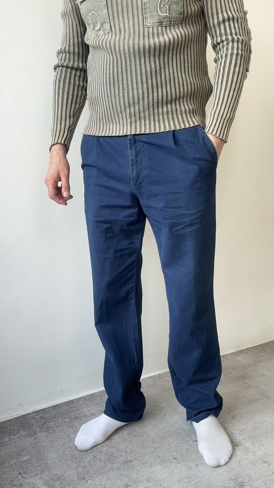 Ermenegildo Zegna Ermenegildo Zegna Navy Blue Cotton Trousers Pants Pleated Size US 36 / EU 52 - 2 Thumbnail