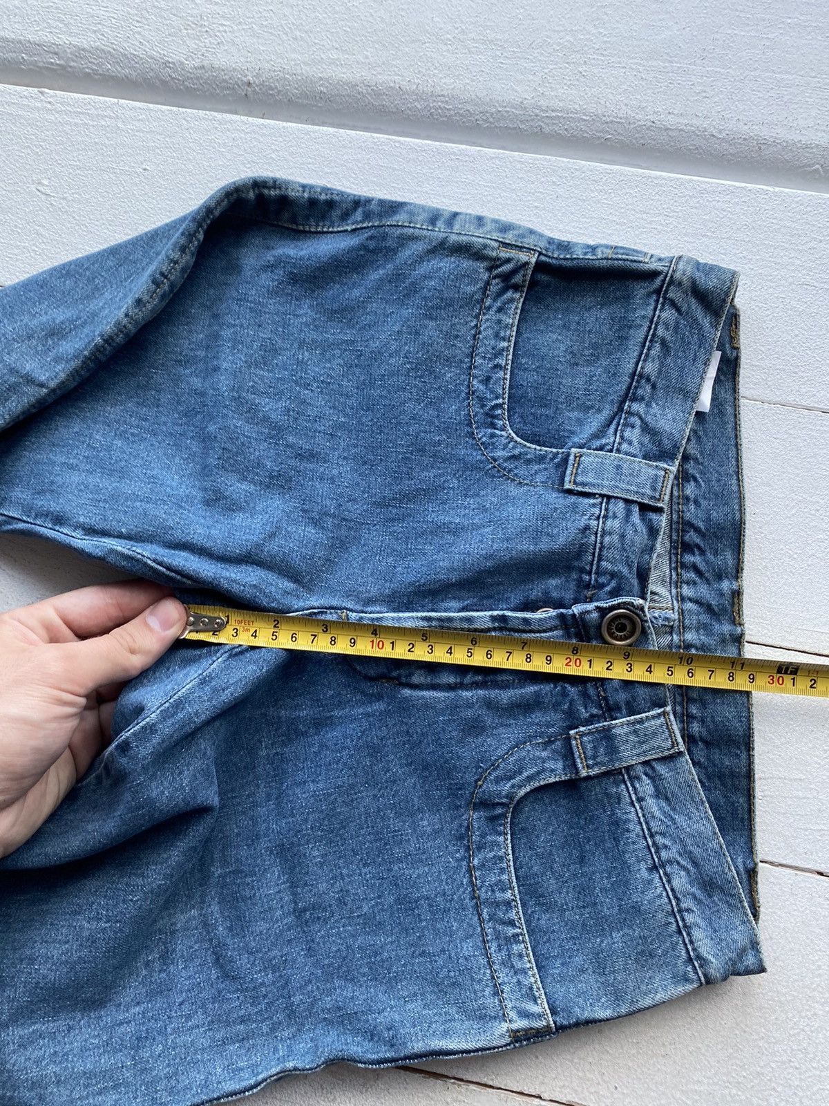 Designer × Dirk Bikkembergs × Vintage 🔥90s Dirk Bikkembergs Flare Bottom Blue Womens Jeans Bell Size 29" - 14 Thumbnail