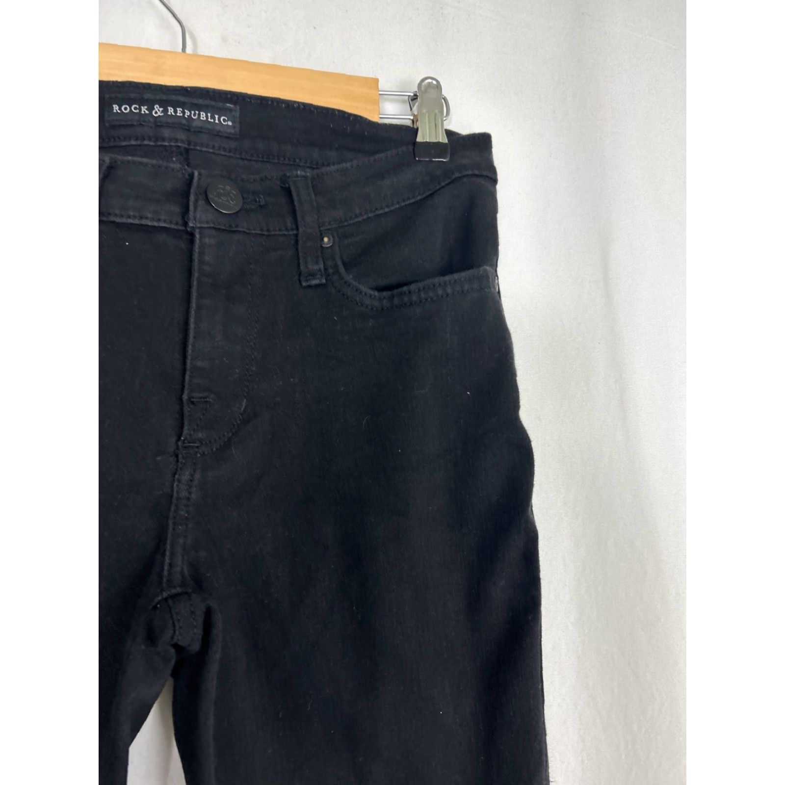 Vintage Rock And Republic Berlin Jeans Black Distressed Womens 8 29x30 Ankle Size ONE SIZE - 5 Thumbnail