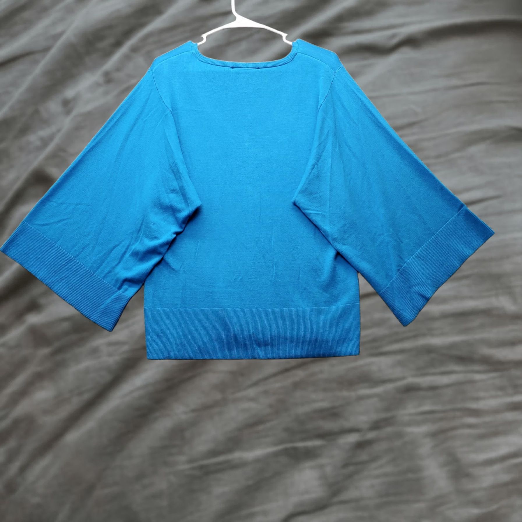 Soft Surroundings Soft Surroundings Kimono Top Women L Blue V-Neck Pullover Knit 3/4 Sleeve - XS? Size L / US 10 / IT 46 - 1 Thumbnail