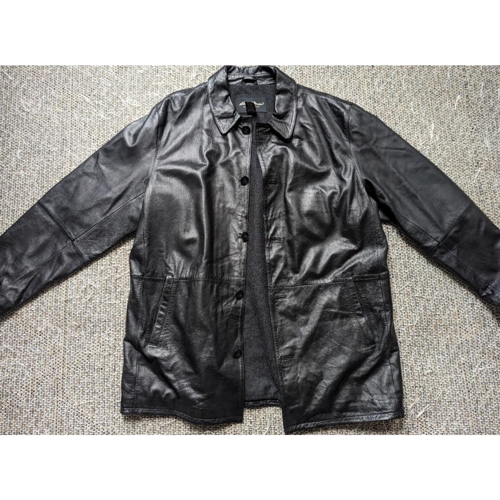 Eddie Bauer VINTAGE Eddie Bauer Leather Car Coat Lambskin XL Black Men Size US XL / EU 56 / 4 - 3 Thumbnail