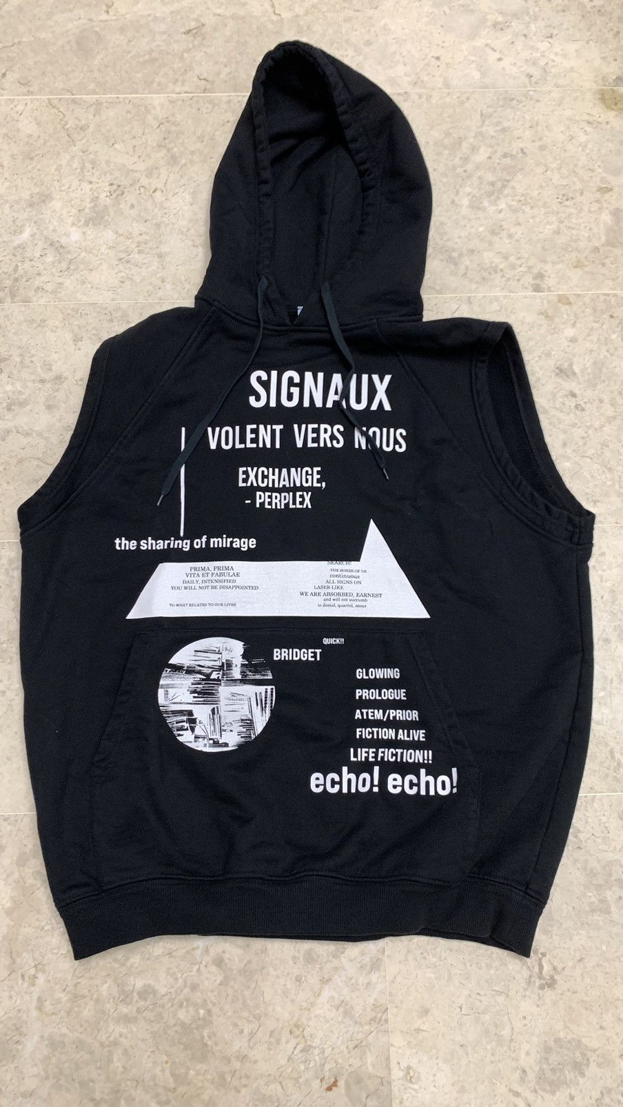 image of Prada x Raf Simons Peter De Potter Sleeveless Hoodie in Black, Men's (Size Large)
