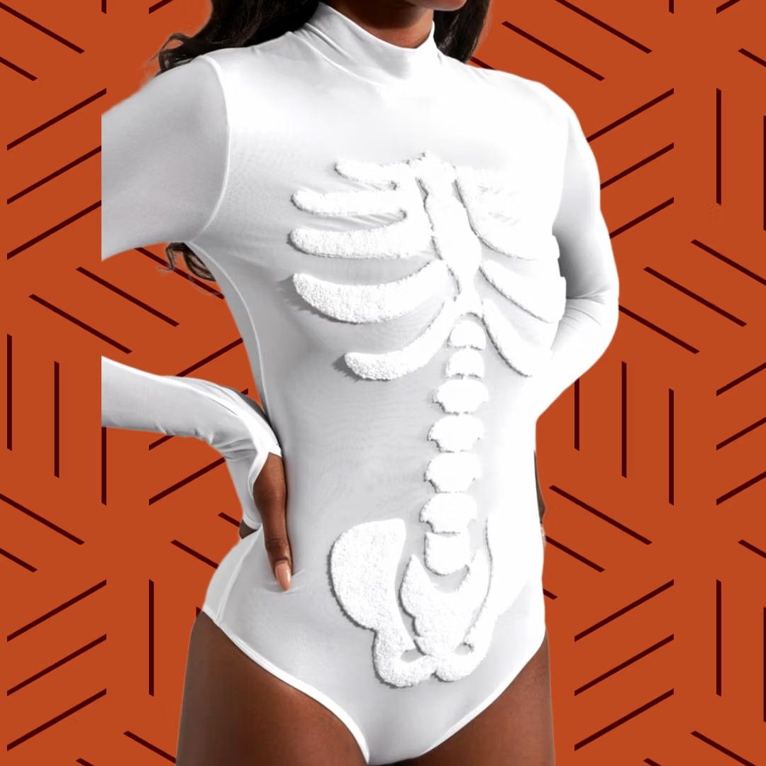 Vintage Buff Bunny Skullpture Skeleton Long Sleeve Bodysuit White Women’s XS T-Shirt Women Size XS / US 0-2 / IT 36-38 - 1 Thumbnail