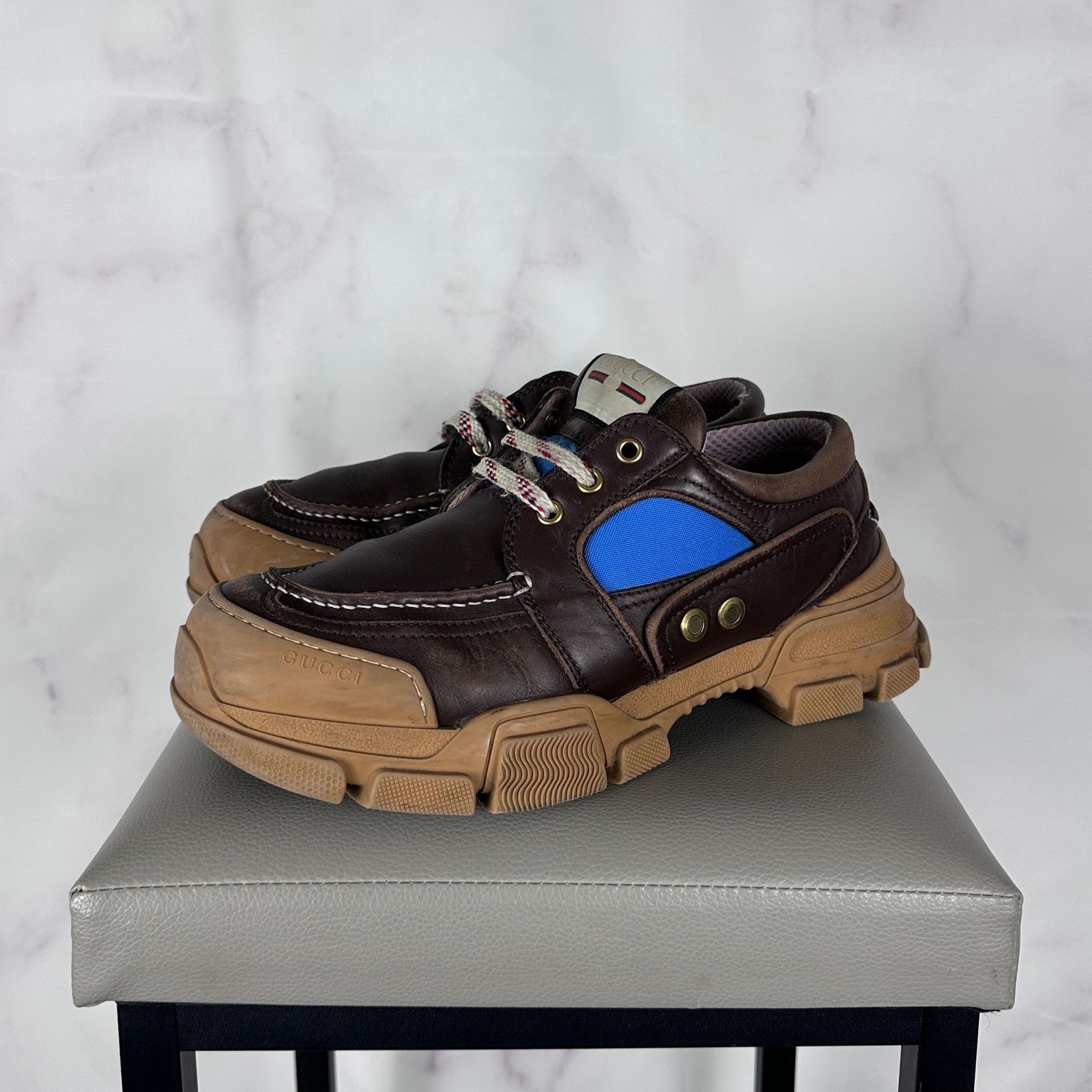 Gucci Boatrek Brown Leather Sneaker Size US 7 / EU 40 - 1 Thumbnail