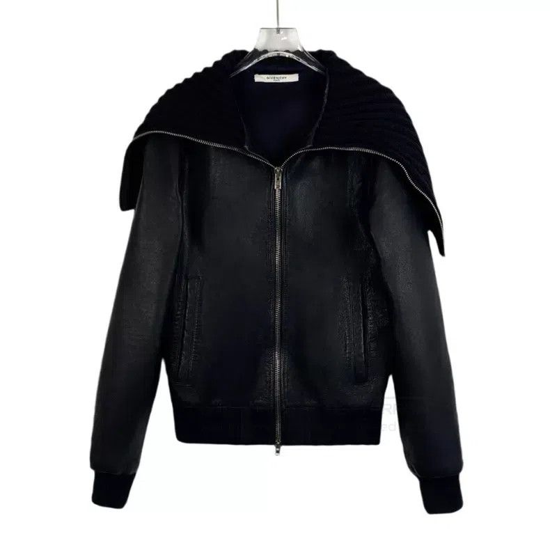 Givenchy Givenchy Black Leather Zip Front Long Sleeve Biker Jacket Size US M / EU 48-50 / 2 - 1 Thumbnail