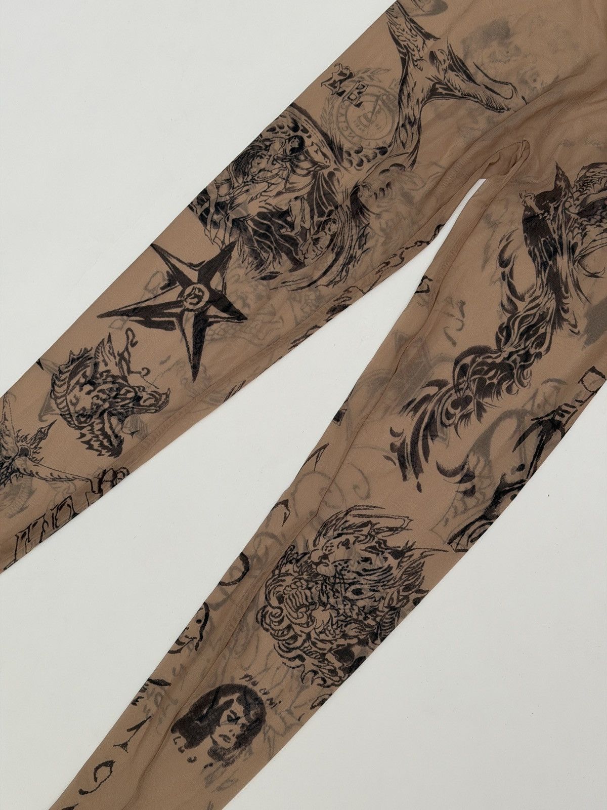 Balenciaga Balenciaga Mesh Tattoo Leggings Pants Beige Size 26" / US 2 / IT 38 - 4 Thumbnail