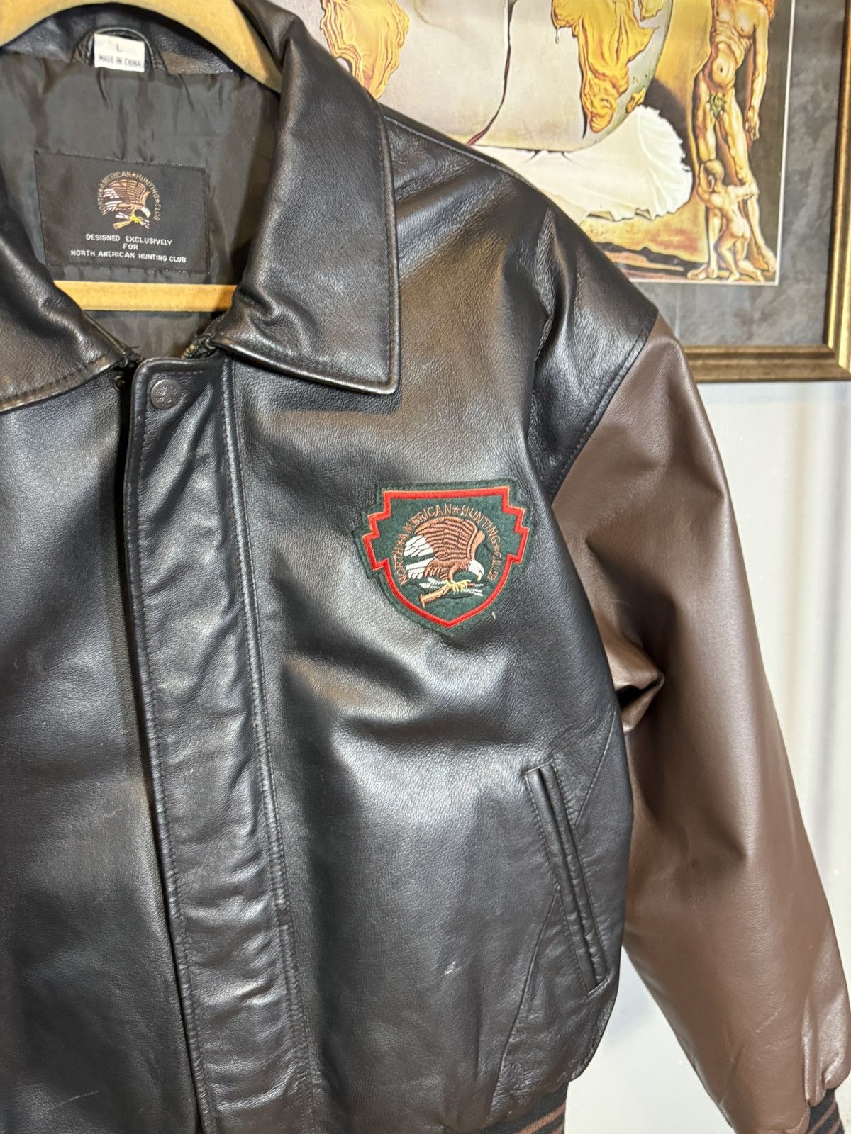 Vintage Vtg North American Hunting Club Life Leather Varsity Jacket Size US L / EU 52-54 / 3 - 5 Thumbnail