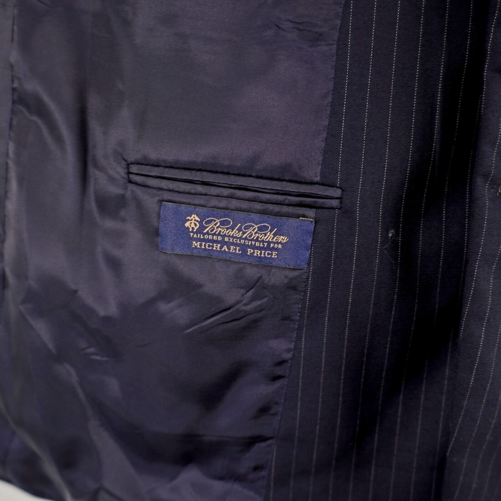 Brooks Brothers Brooks Brothers Bespoke Wool Blue Striped 2 Button Suit Jack Size 44R - 9 Thumbnail