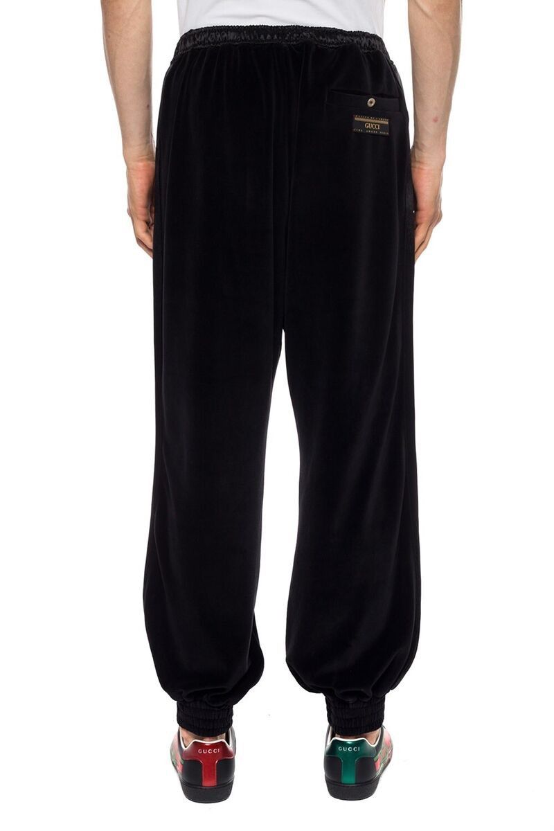 image of Gucci Velour Track Pants in Black, Men's (Size 34)