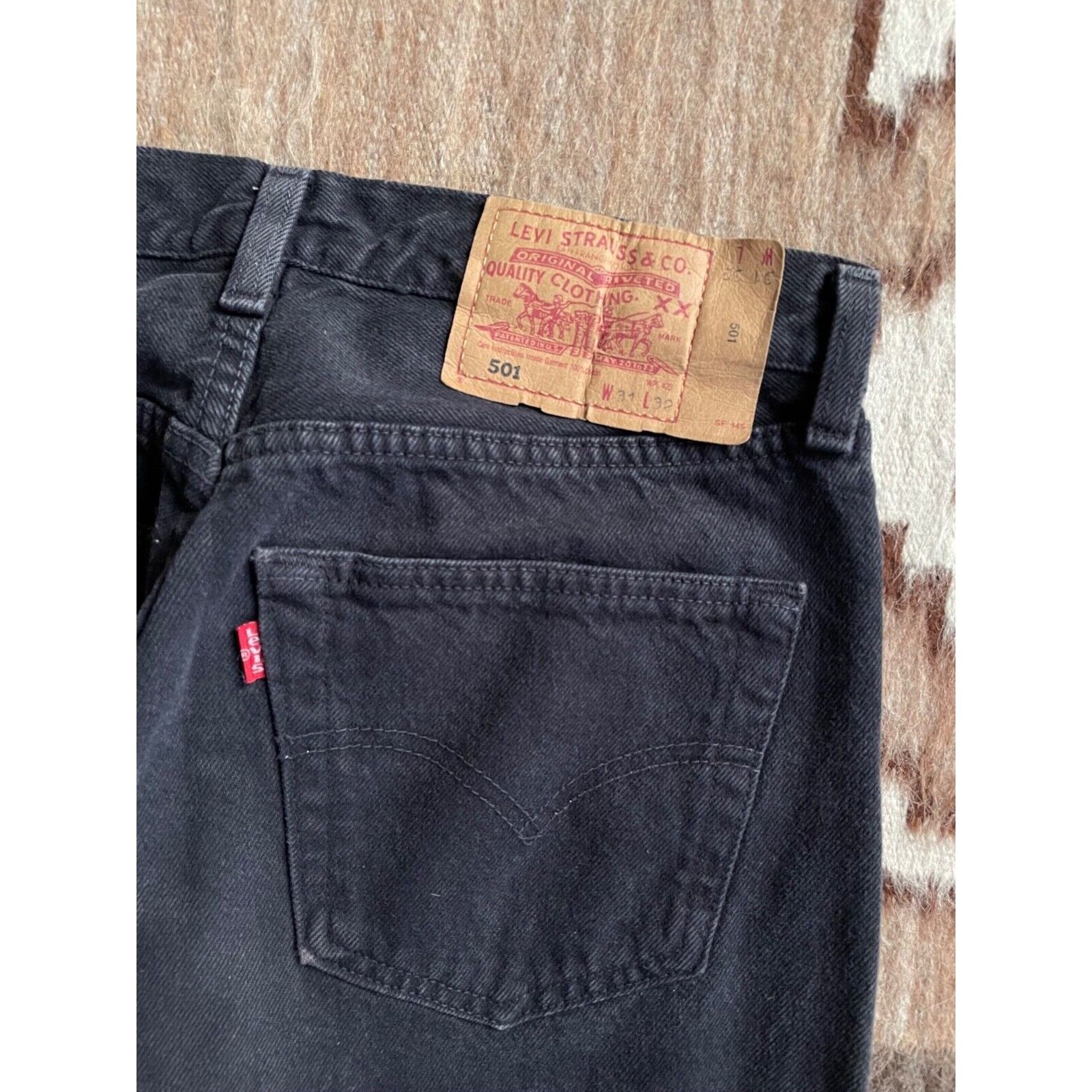 Levi's Levi's 501 Vintage Black Denim Jeans 8174AC Size US 31 - 4 Thumbnail
