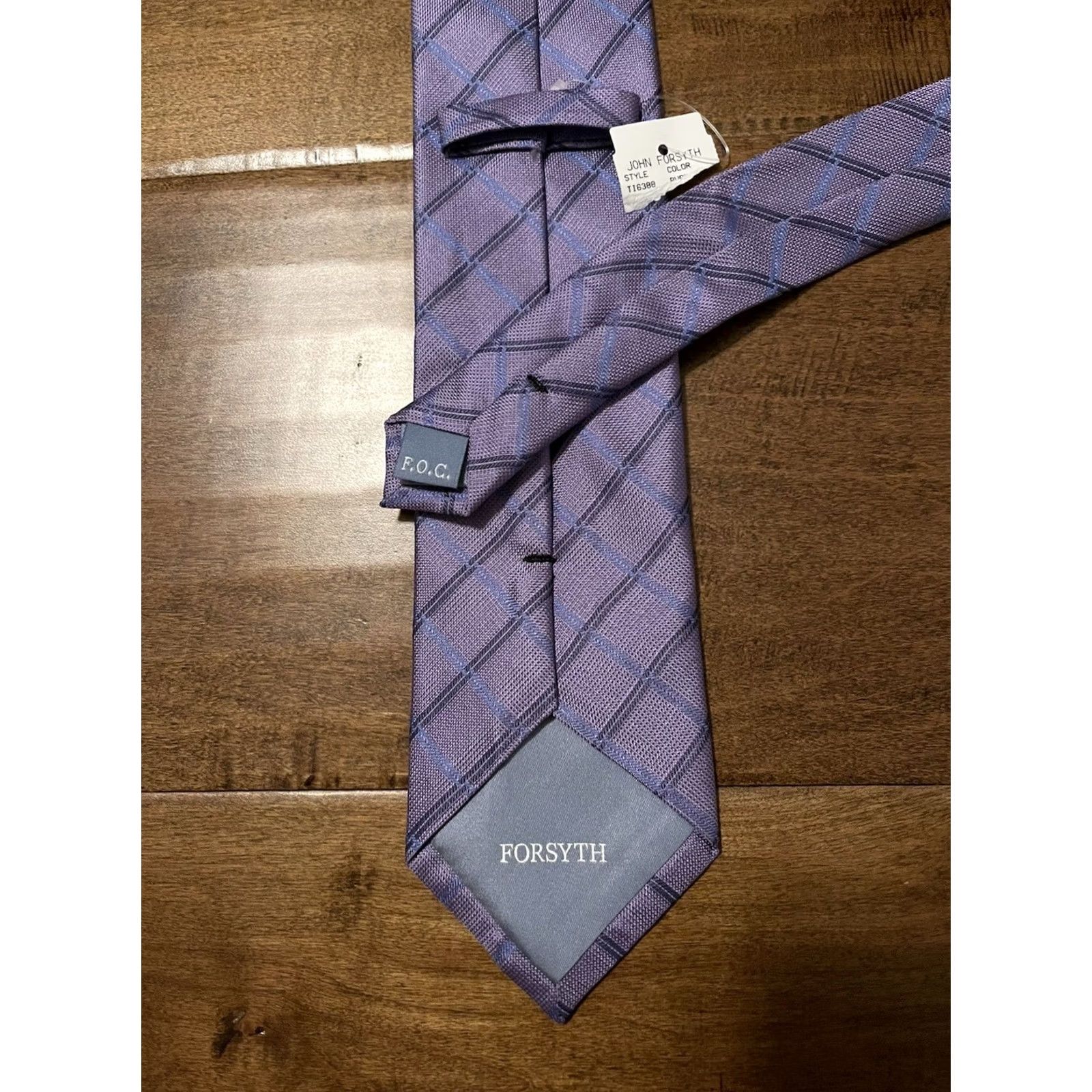 Vintage John Forsyth Canada Silk Purple Check Design Men's Neck Tie New! Size ONE SIZE - 2 Thumbnail