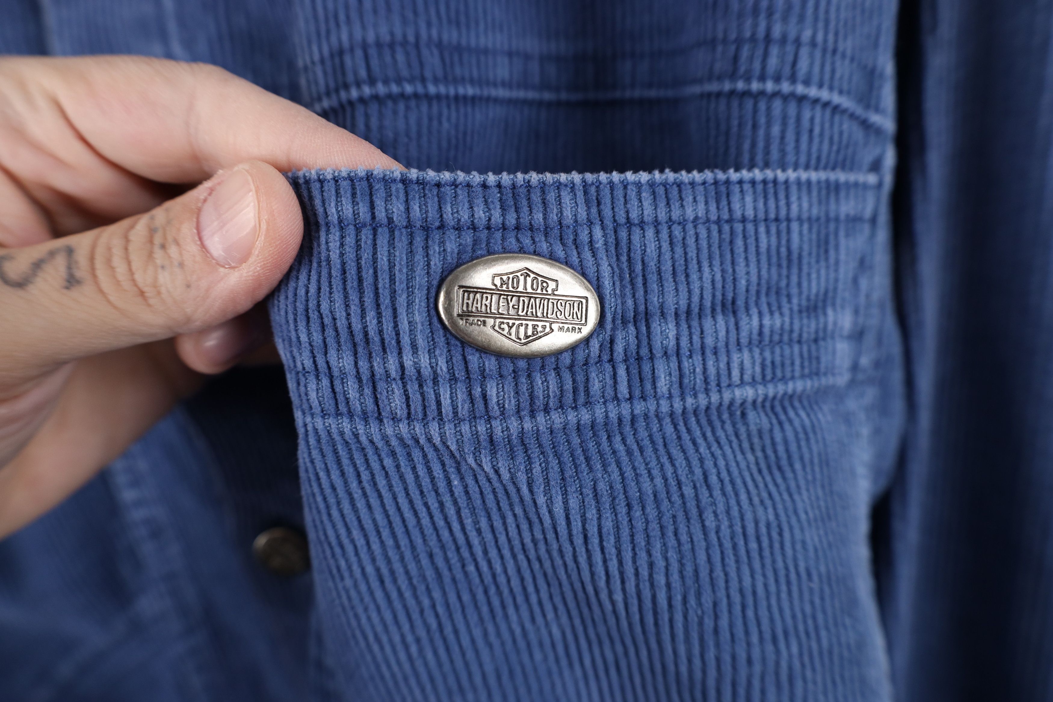 Harley Davidson Vintage 90s Harley Davidson Baggy Corduroy Button Shirt Size US XXL / EU 58 / 5 - 4 Thumbnail