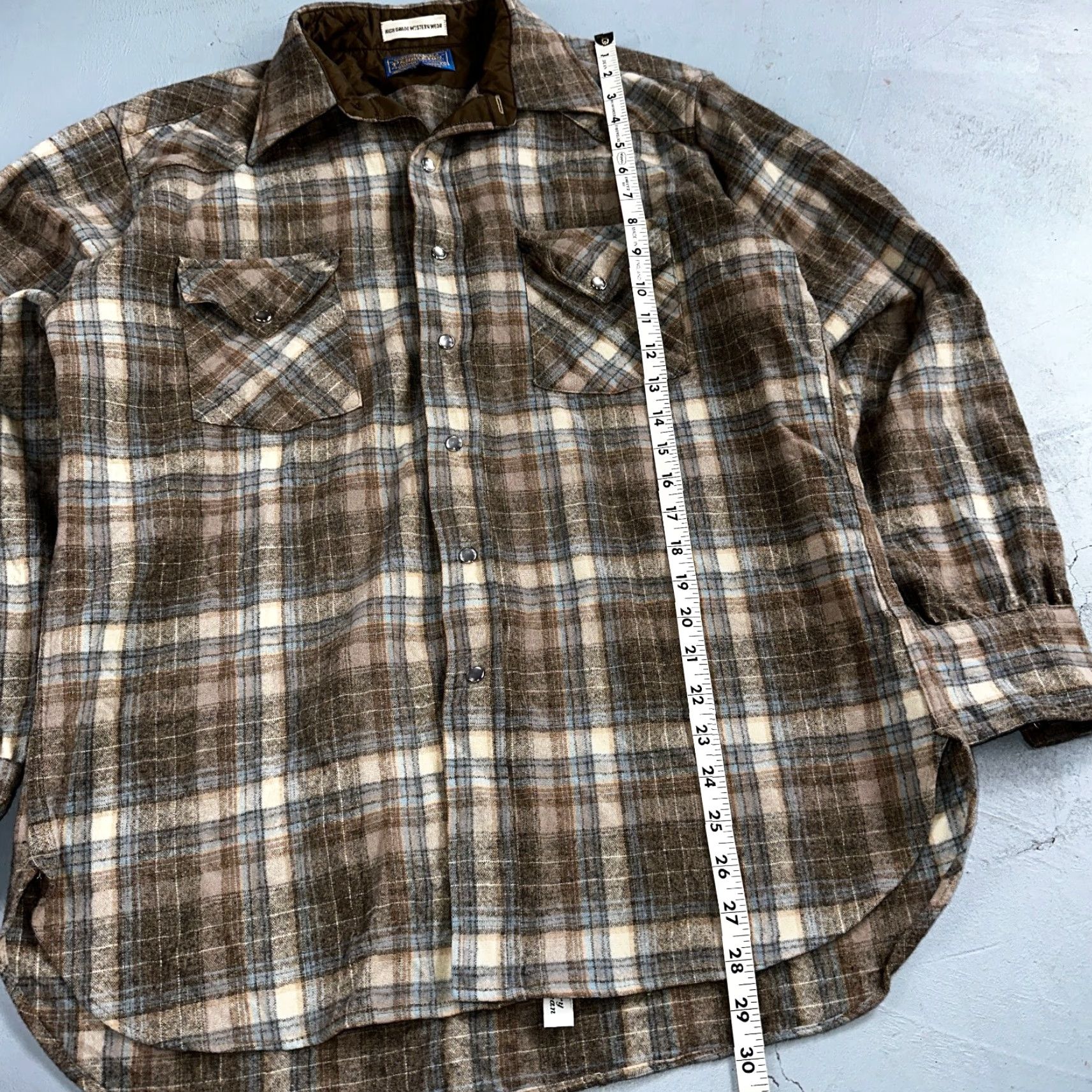 Pendleton VINTAGE Pendleton Shirt Western Wool Plaid Pearl Snap Sz L Mens Size US L / EU 52-54 / 3 - 5 Thumbnail