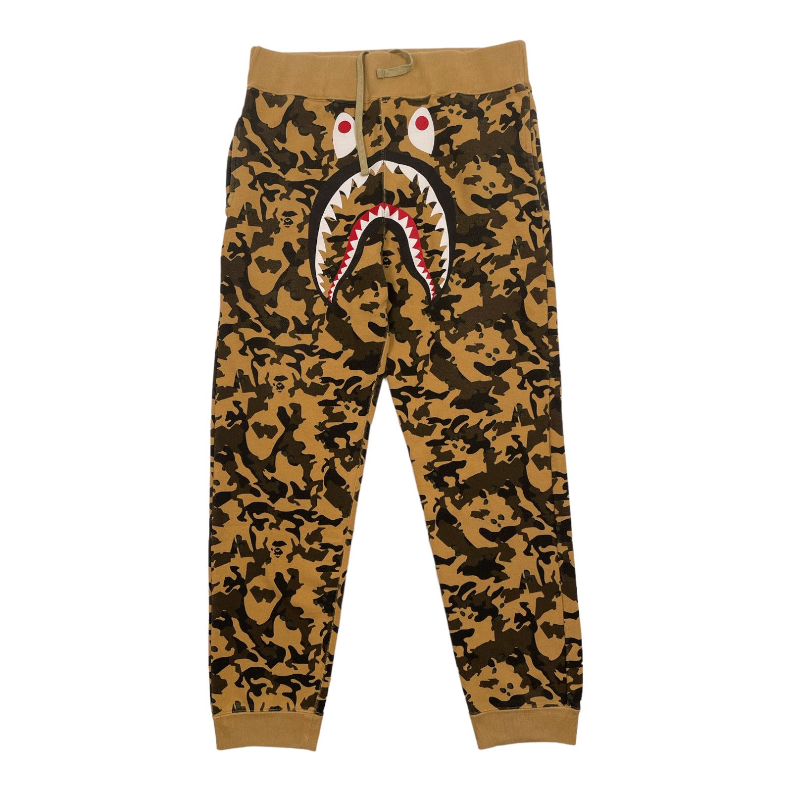 image of Bape Desert Camo Shark Slim Sweatpants Yellow Pre-Owned, Men's (Size 36)