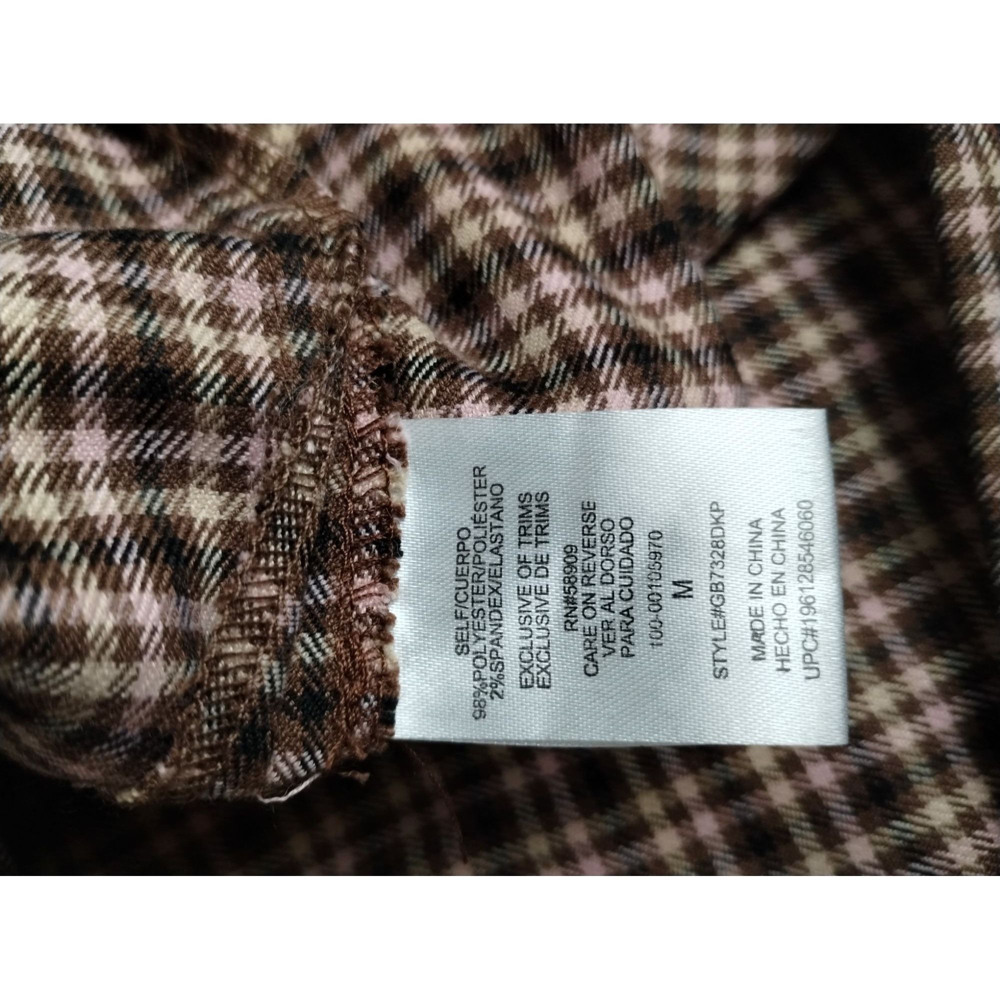 GB GB Juniors M Brown and Pink Plaid Mini Dress with Square Nec Size M / US 6-8 / IT 42-44 - 7 Thumbnail