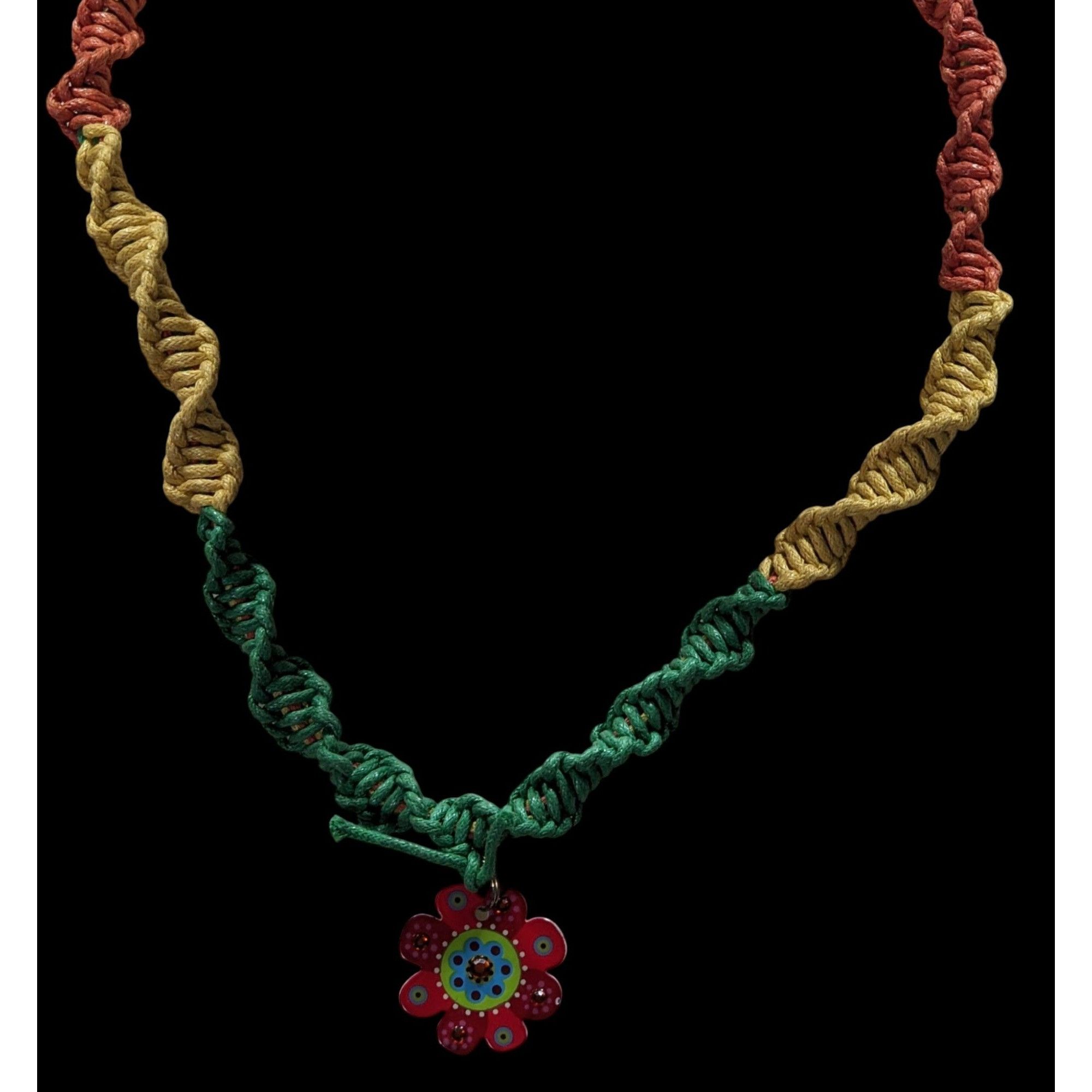 Handmade Handmade BFF Multicolor Macrame Necklace With Flower Charm Size ONE SIZE - 3 Thumbnail