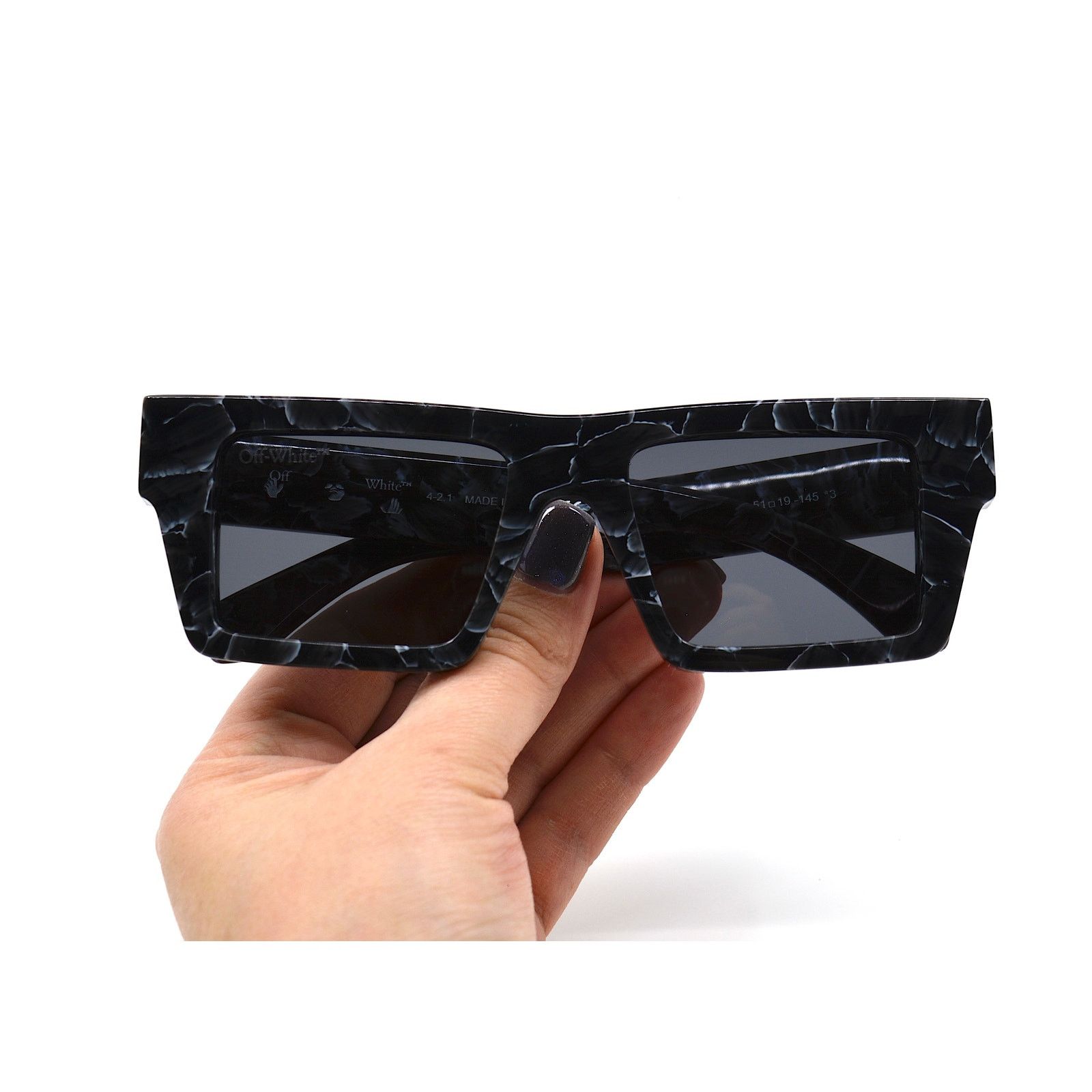 Off-White NEW! OFF-WHITE OER1017 1107 BLACK MARBLE GREY SUNGLASSES Size ONE SIZE - 10 Thumbnail