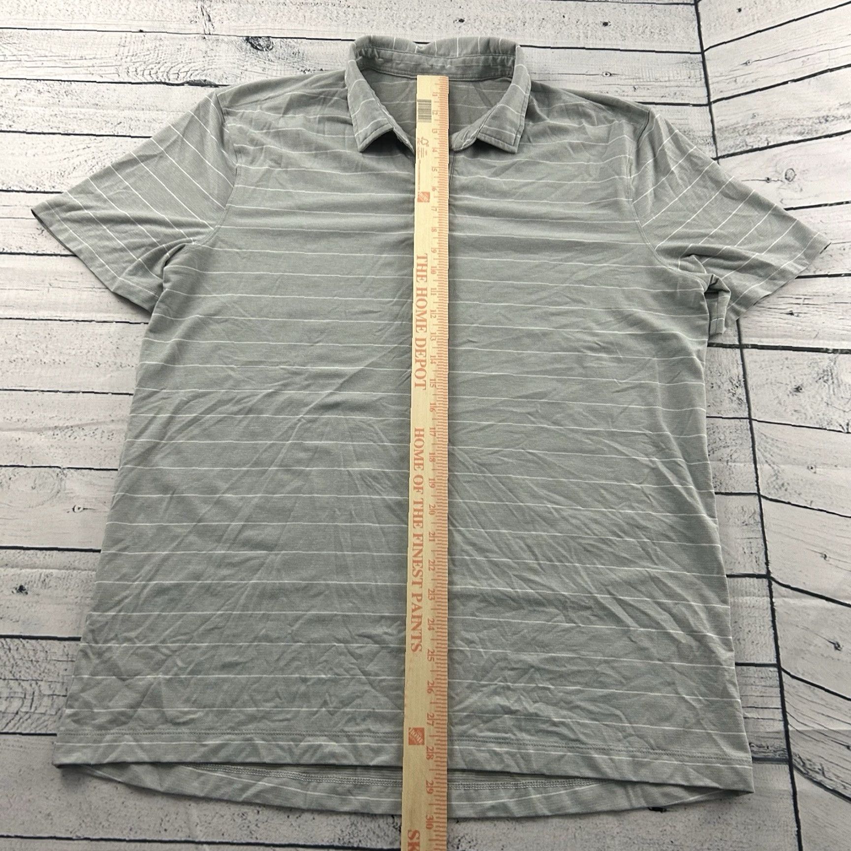 Vintage Lululemon Striped Short Sleeve Button Front Polo Shirt Men's Large Gray Size US L / EU 52-54 / 3 - 2 Thumbnail
