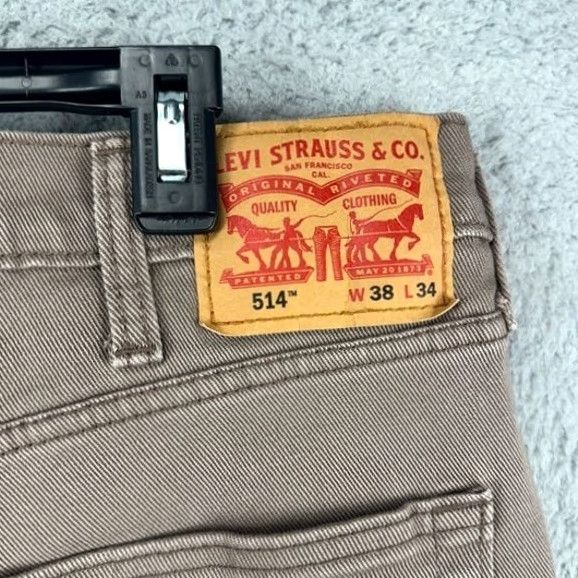 Levi's Levi's 514 Mens Straight Jeans 38X34 Denim Pants 5 Pockets Tan Red Tab Stretch Brown Inseam 34 Mens Jeans Size US 38 / EU 54 - 6 Thumbnail