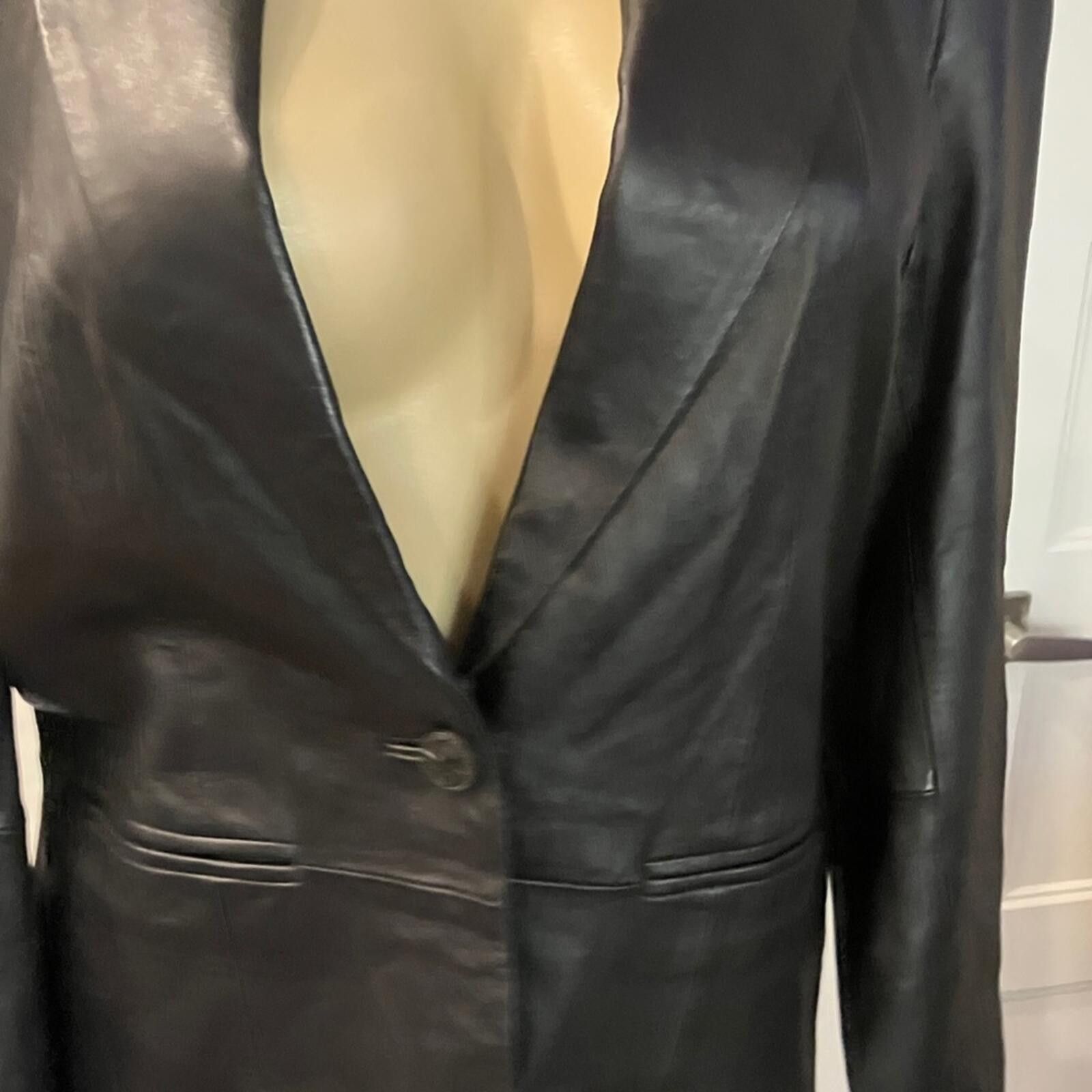 Denim & Co. NWOT Denim&Co Black Leather Blazer Size M / US 6-8 / IT 42-44 - 9 Thumbnail